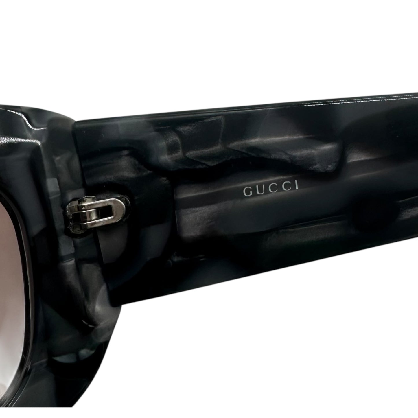 Gucci 6015 Crystal Logo Gray Pearlescent Oversized Sunglasses