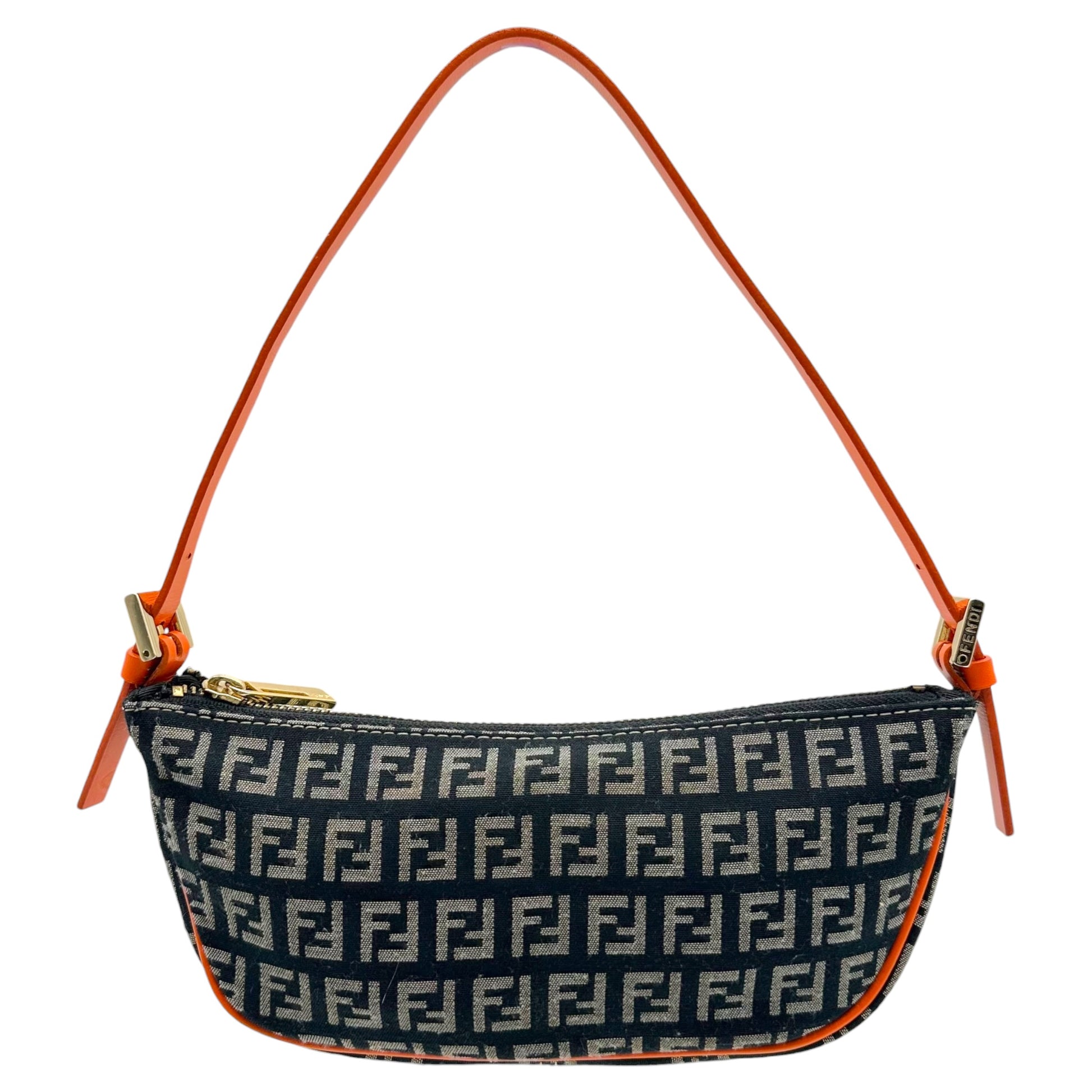 Fendi Pochette Bag Black Orange Zucchino Monogram