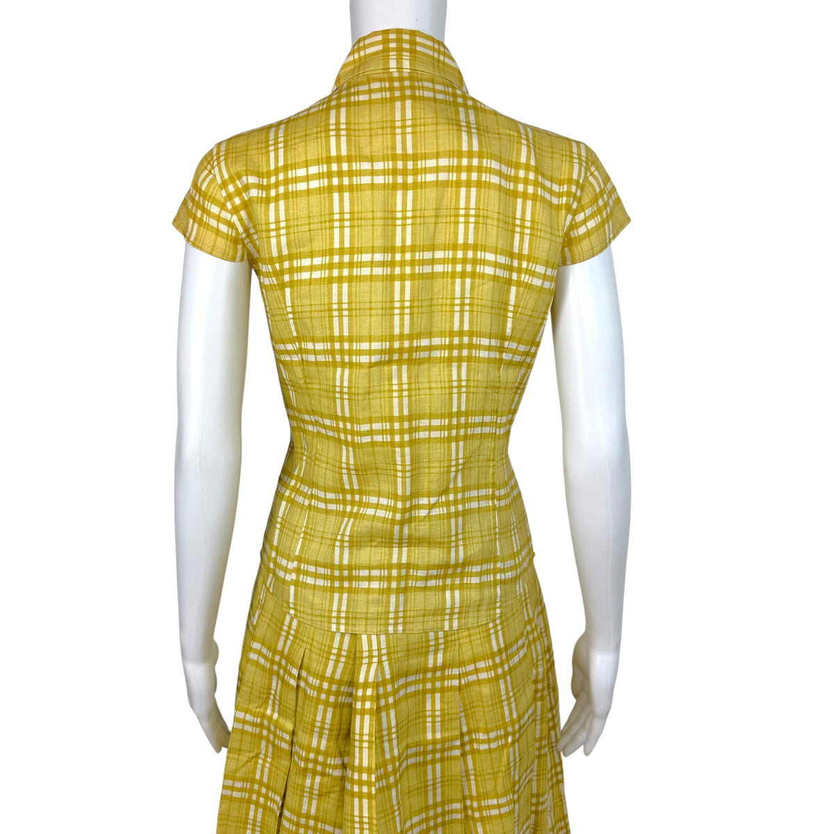 Burberry Mini Skirt And Blouse Set Mustard Yellow Linen