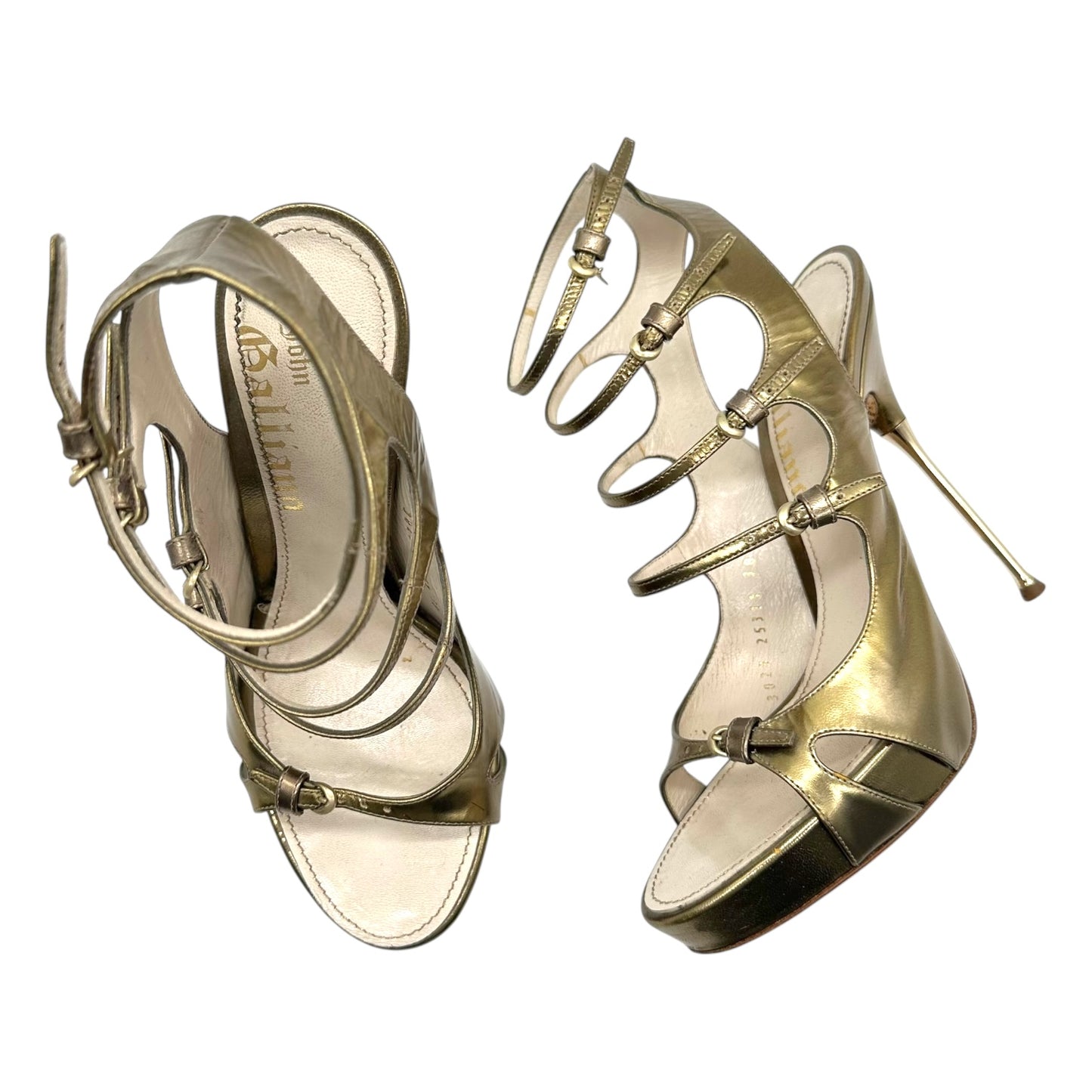 John Galliano Metallic Strappy Platform Heels