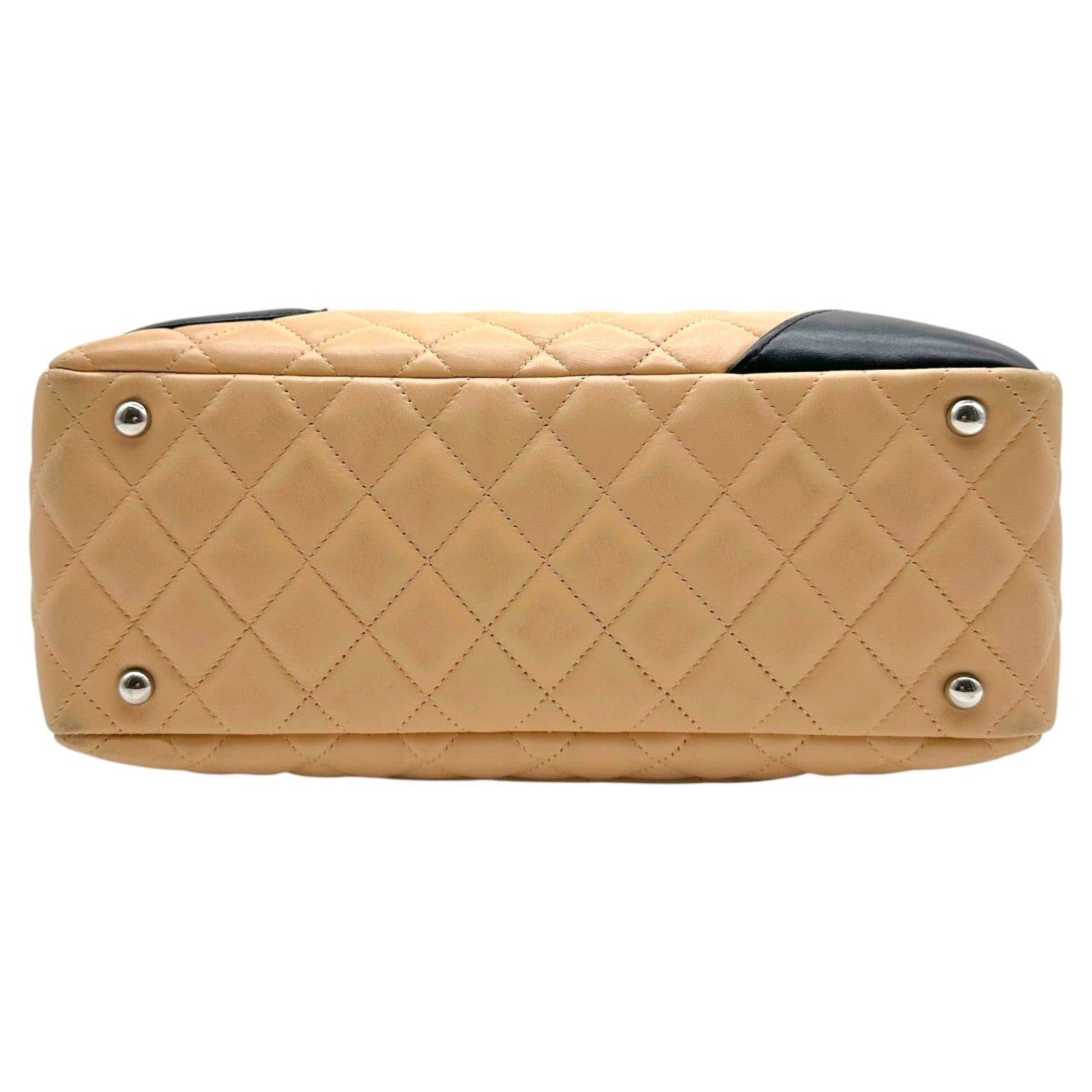 Chanel Bowler Shoulder Bag Beige Black Matelasse