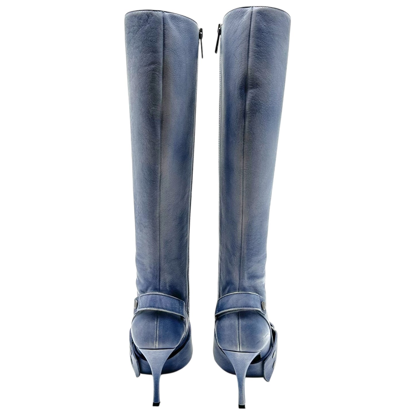Diesel Light Blue 'Distressed' Pointed Toe Heeled Boots (Current)