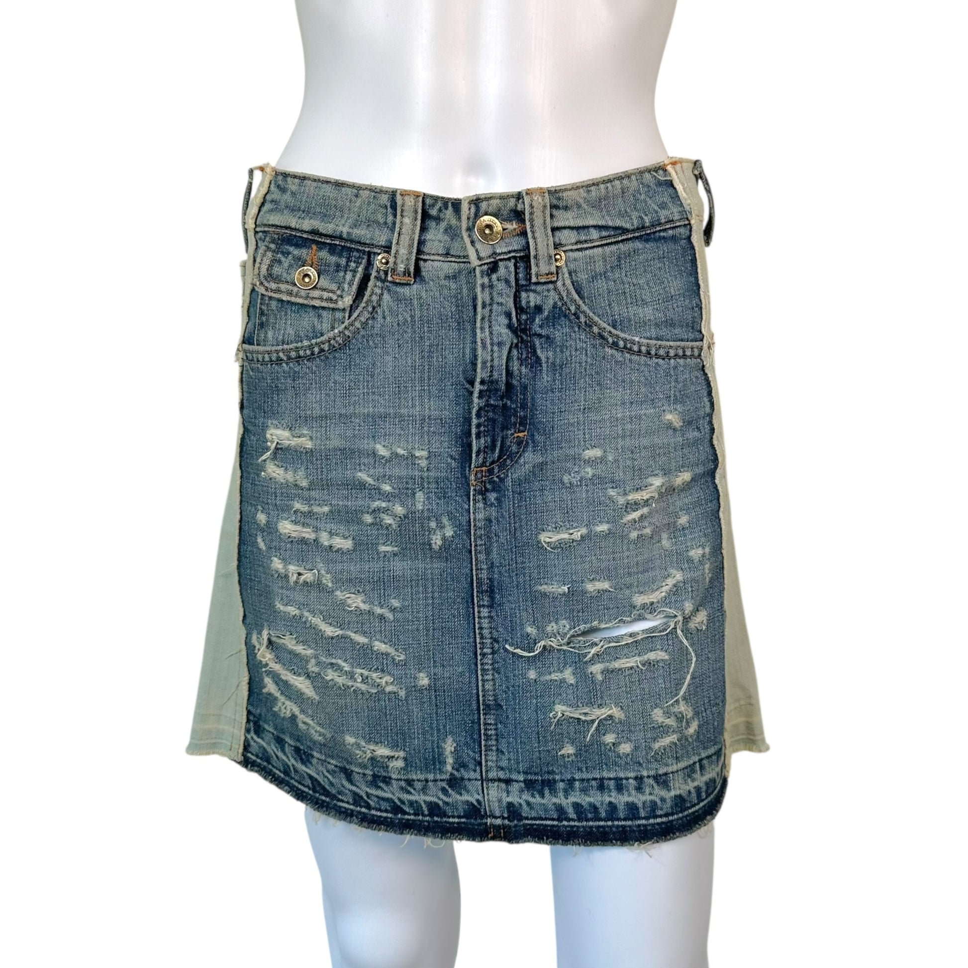 D&G Dolce & Gabbana 'Vintage' Distressed Denim Mini Skirt - Outfit Repeater