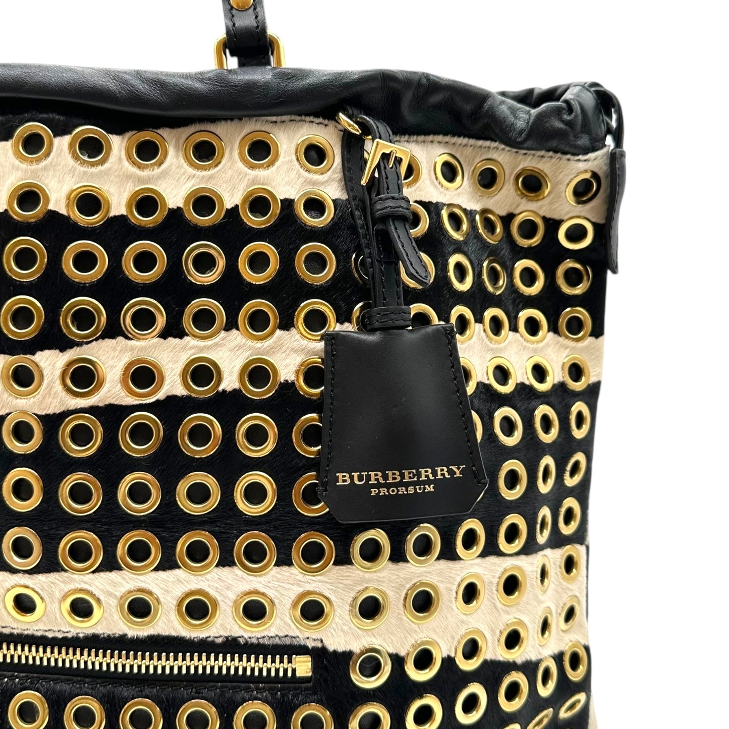Burberry Gold Studded Zebra Print 2-Way Tote Bag - Outfit Repeater