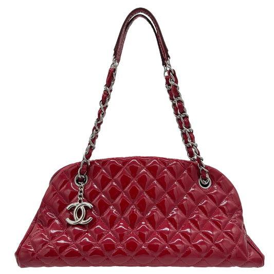 Chanel Red Patent Leather Quilted Shoulder Bag