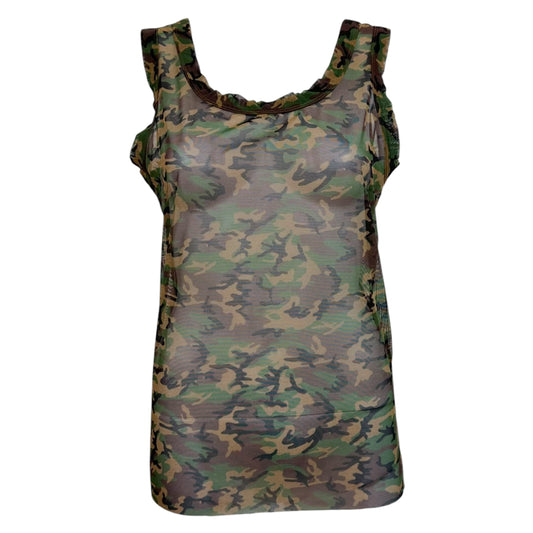 Jean Paul Gaultier Camo Print Mesh Tank Top