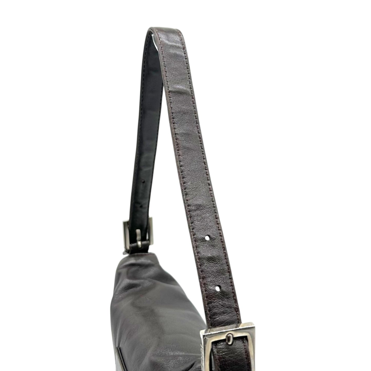 Fendi Black Lambskin Baguette Bag With Purple Stone