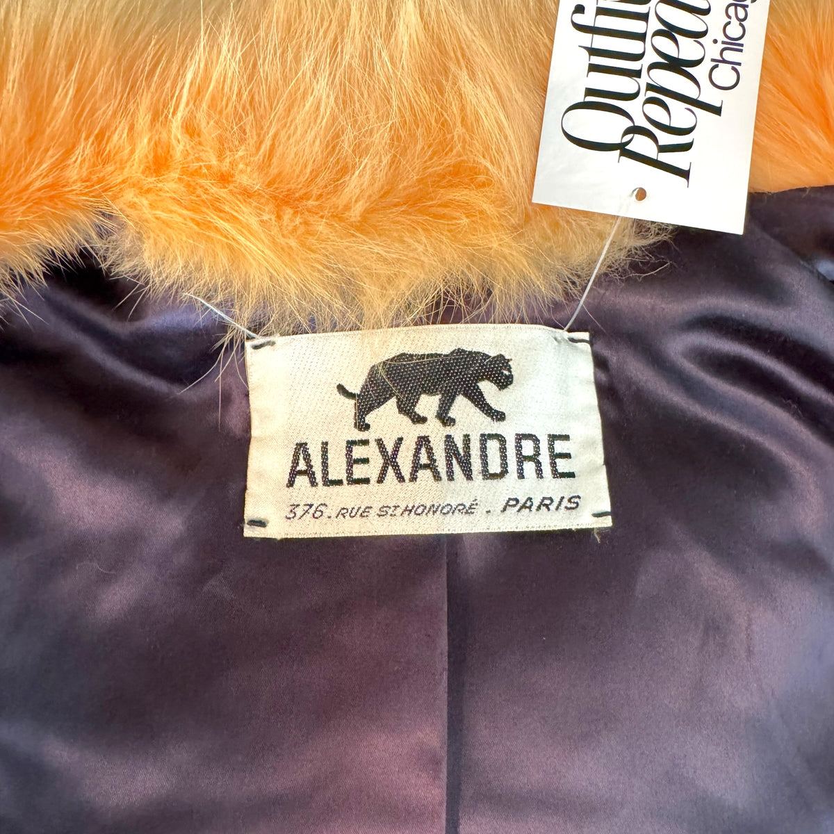 Alexandre Paris Cropped Coat Orange Blue Striped Fox Fur