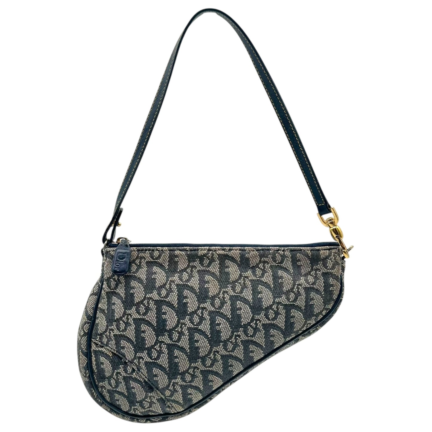Christian Dior Navy Blue Trotter Monogram Mini Saddle Bag - Outfit Repeater