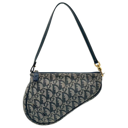 Christian Dior Navy Blue Trotter Monogram Mini Saddle Bag - Outfit Repeater