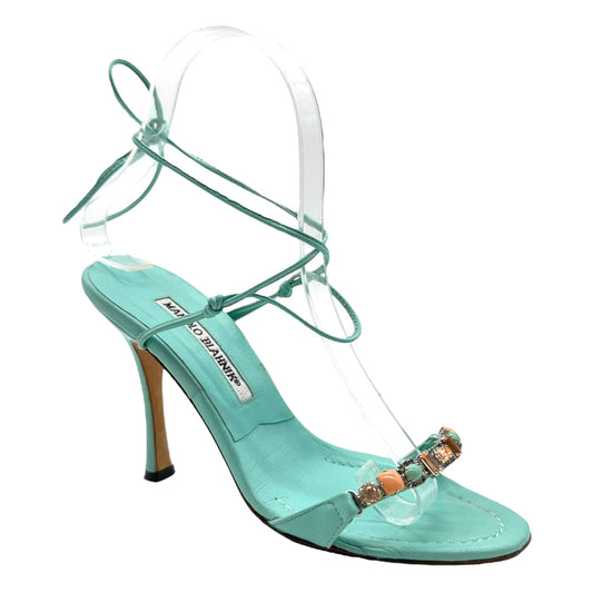 Manolo Blahnik Turquoise Wrap Heels