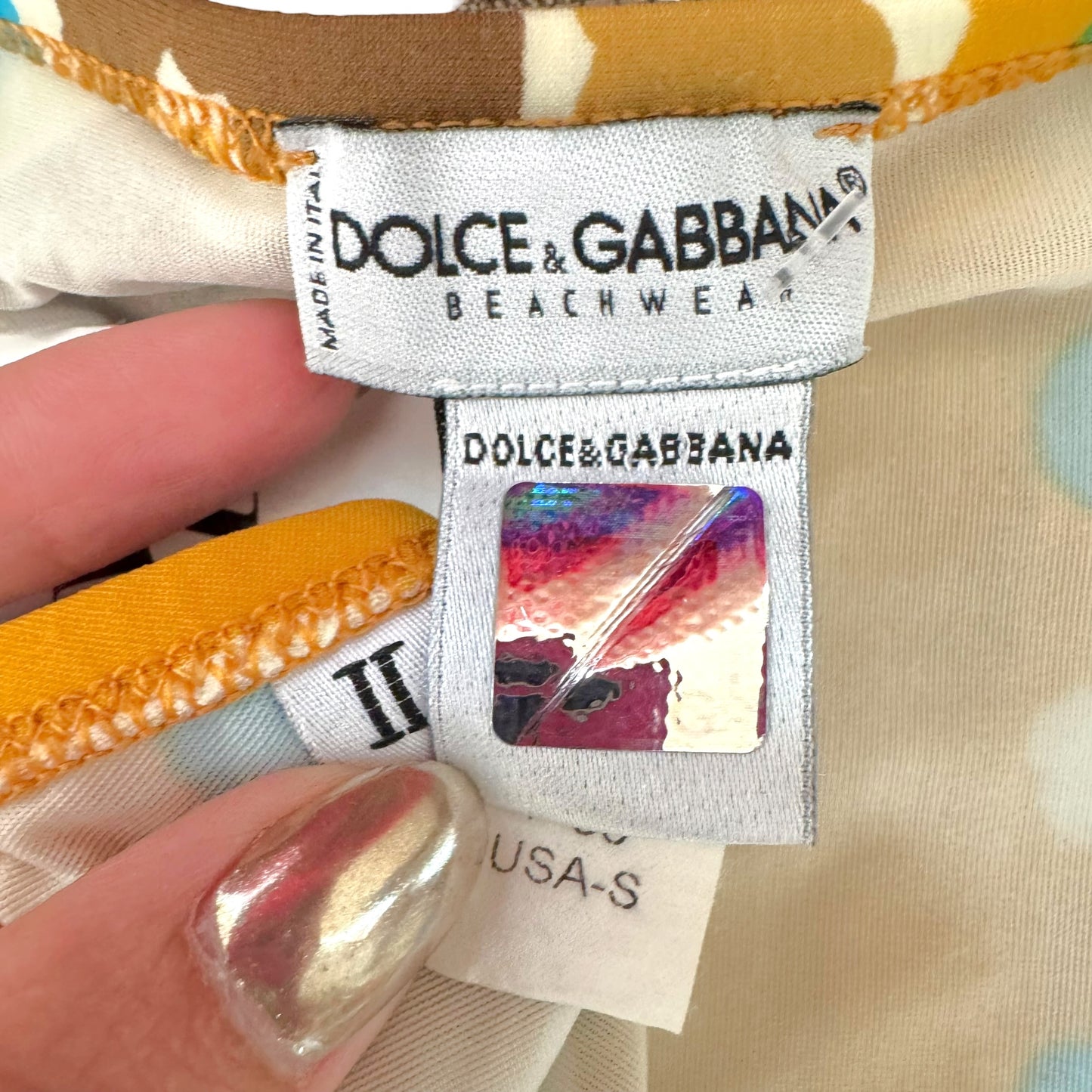 Dolce & Gabbana Bikini Set Turquoise Brown Printed Rhinestone