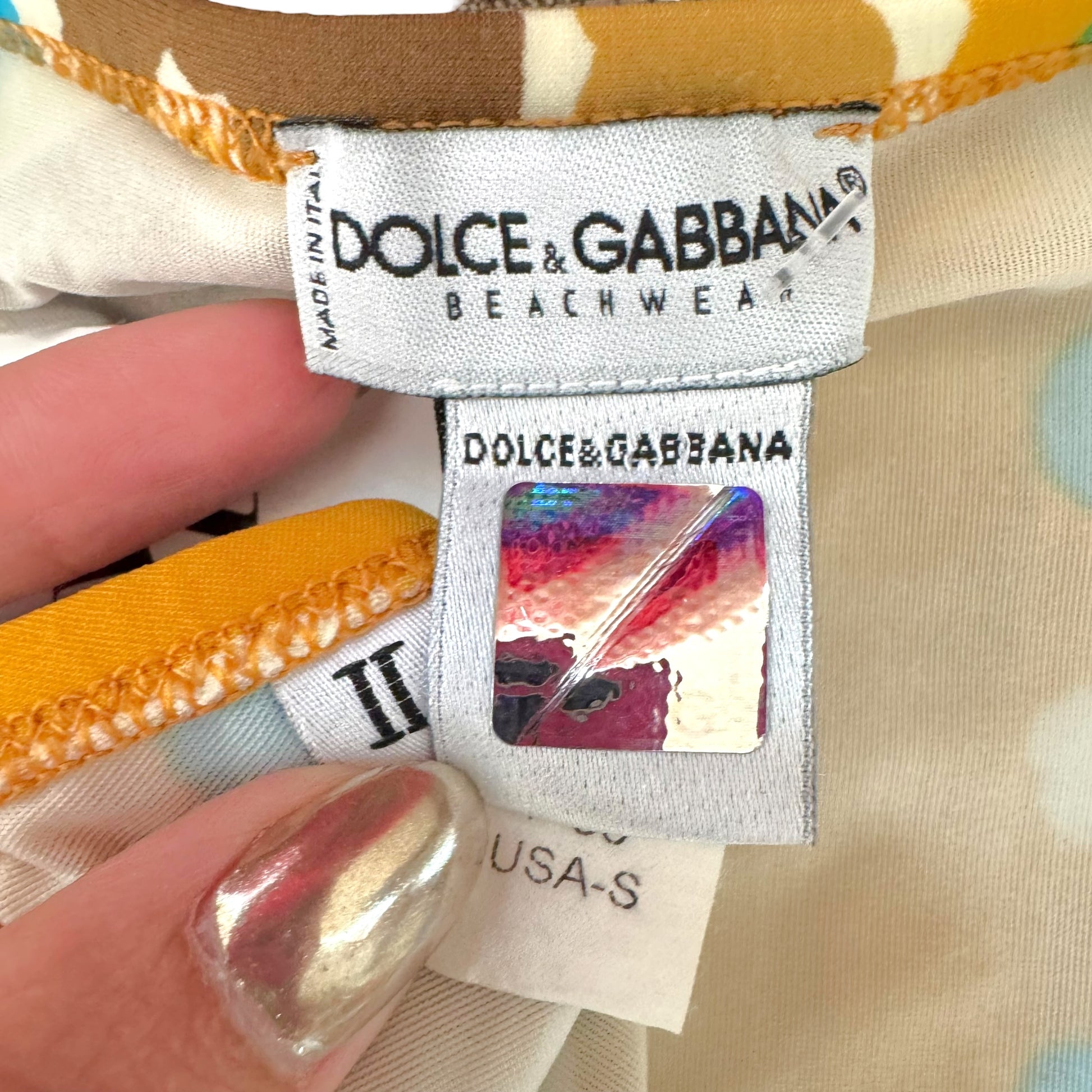 Dolce & Gabbana Bikini Set Turquoise Brown Printed Rhinestone