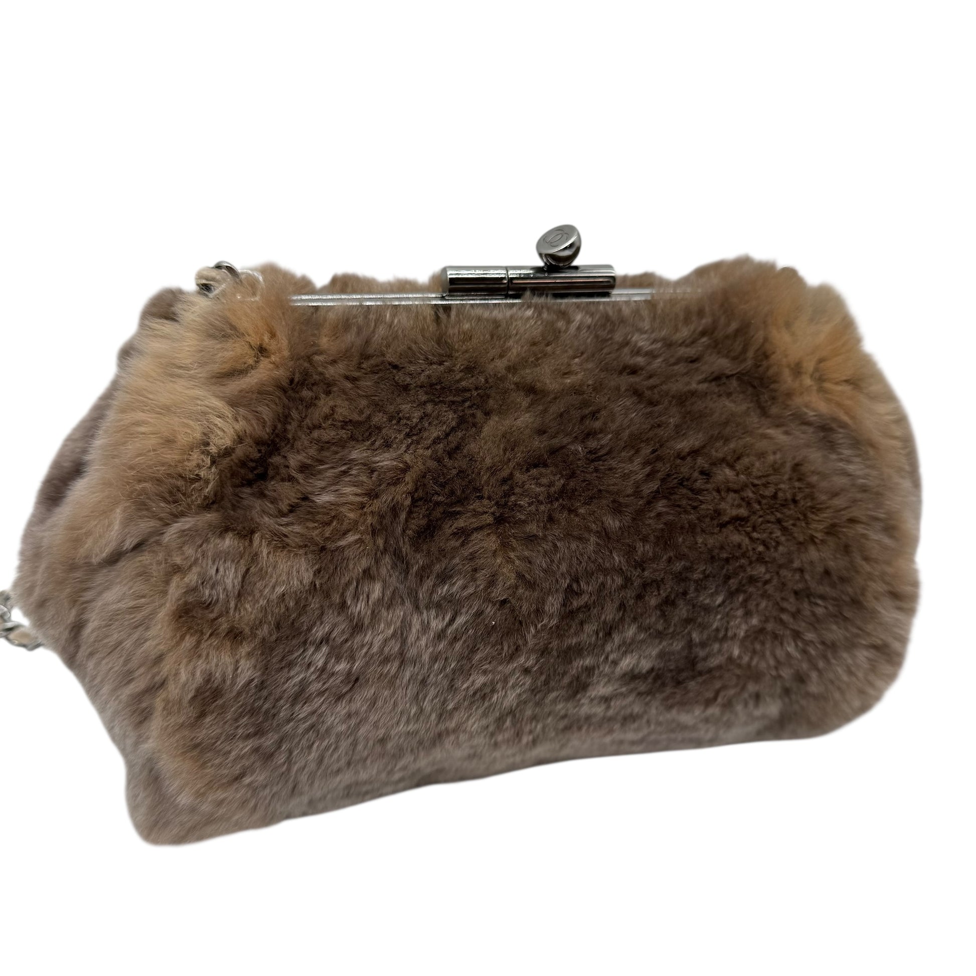 Chanel Brown Rabbit Fur Clutch on Chain Bag 2004-05 - Outfit Repeater