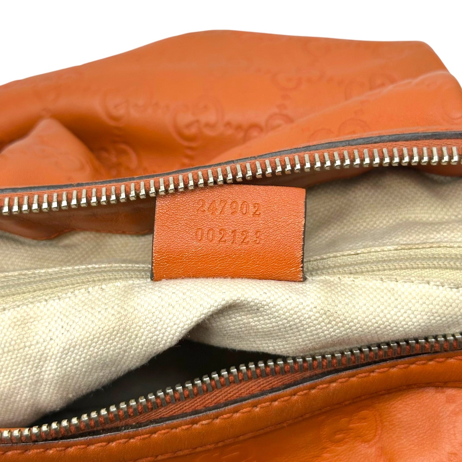 Gucci Orange Embossed Monogram Sukey Tote Bag