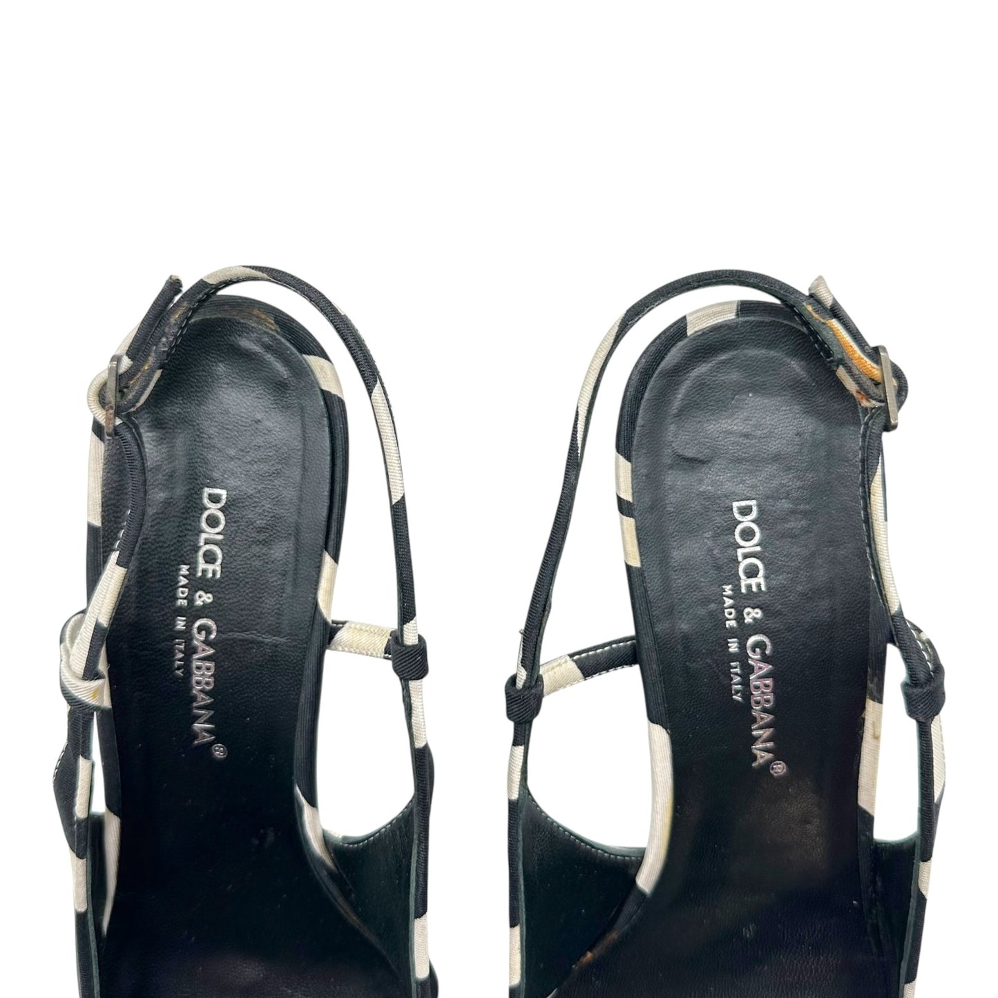 Dolce & Gabbana Zebra Print Silk & Sequin Slingback Kitten Heels