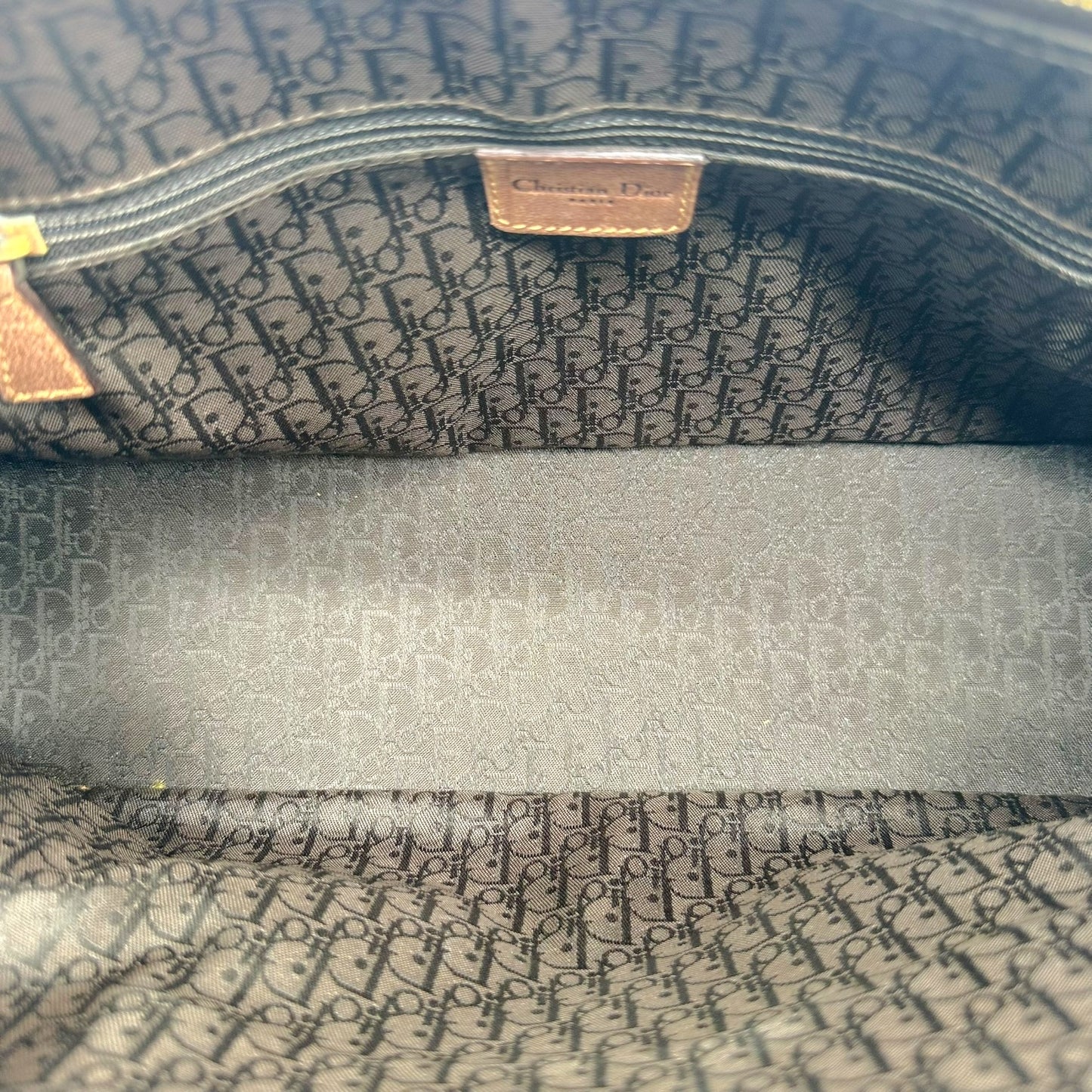 Christian Dior Denim Brown Leather Handbag