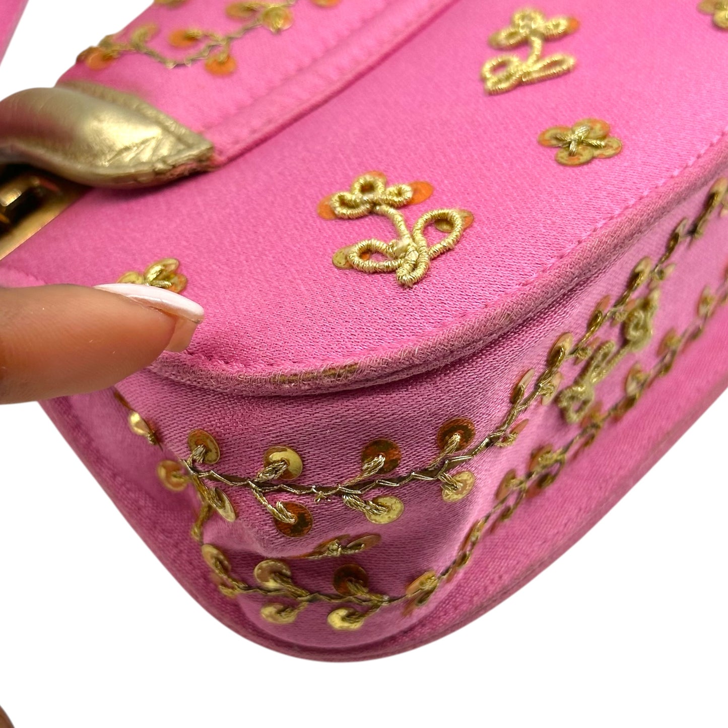 Christian Dior Mini Lip Bag Pink Gold Sequin