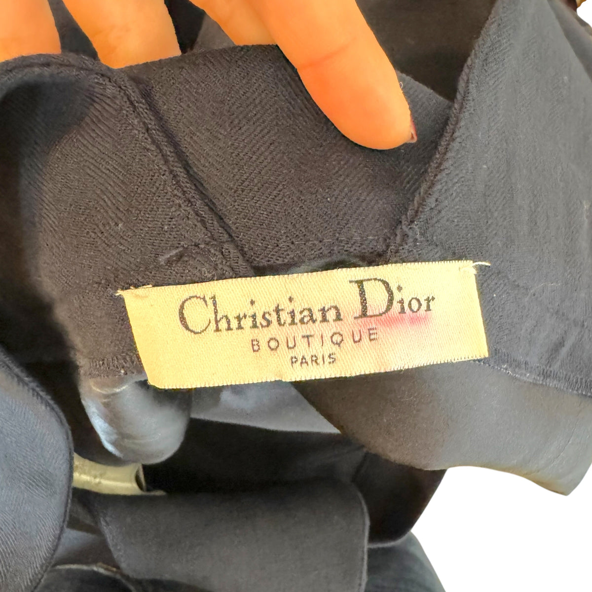 Christian Dior Navy Blue Wool Midi Dress Multi-Zip
