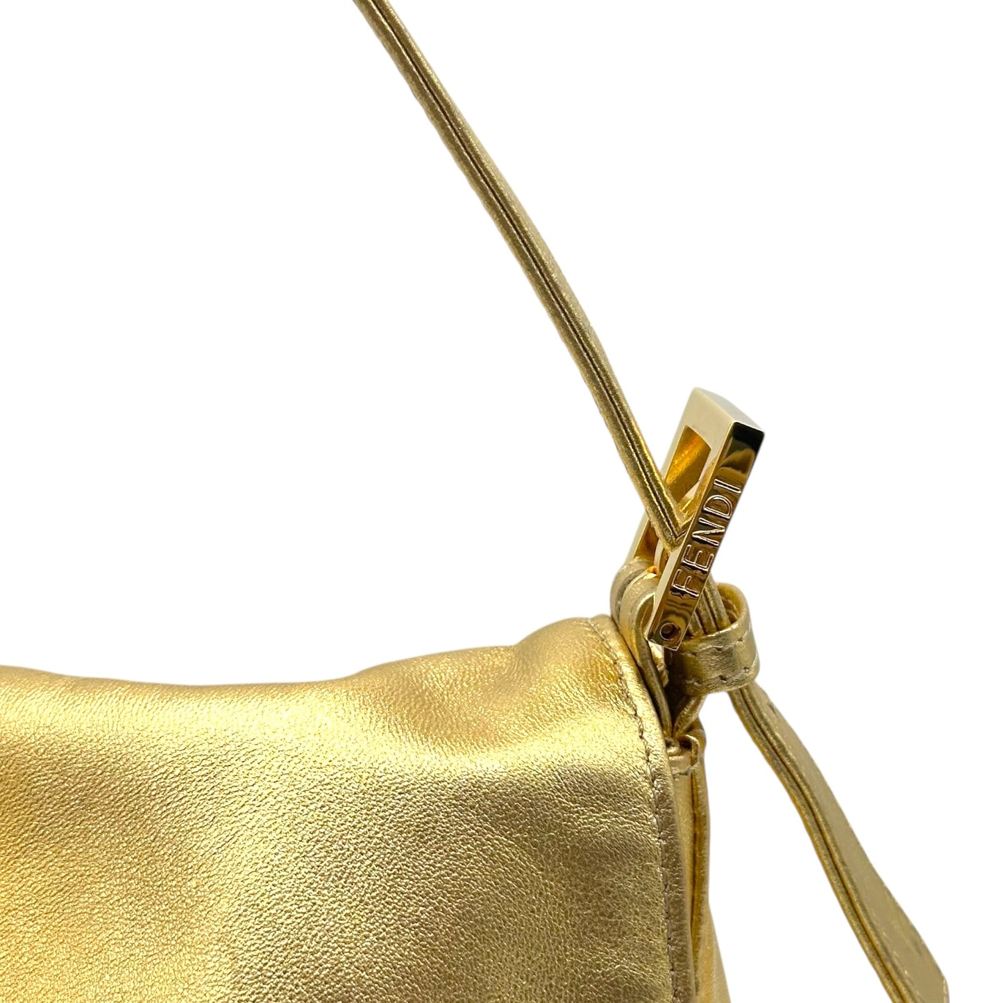 Fendi Gold Leather & Crystal Mama Baguette Bag