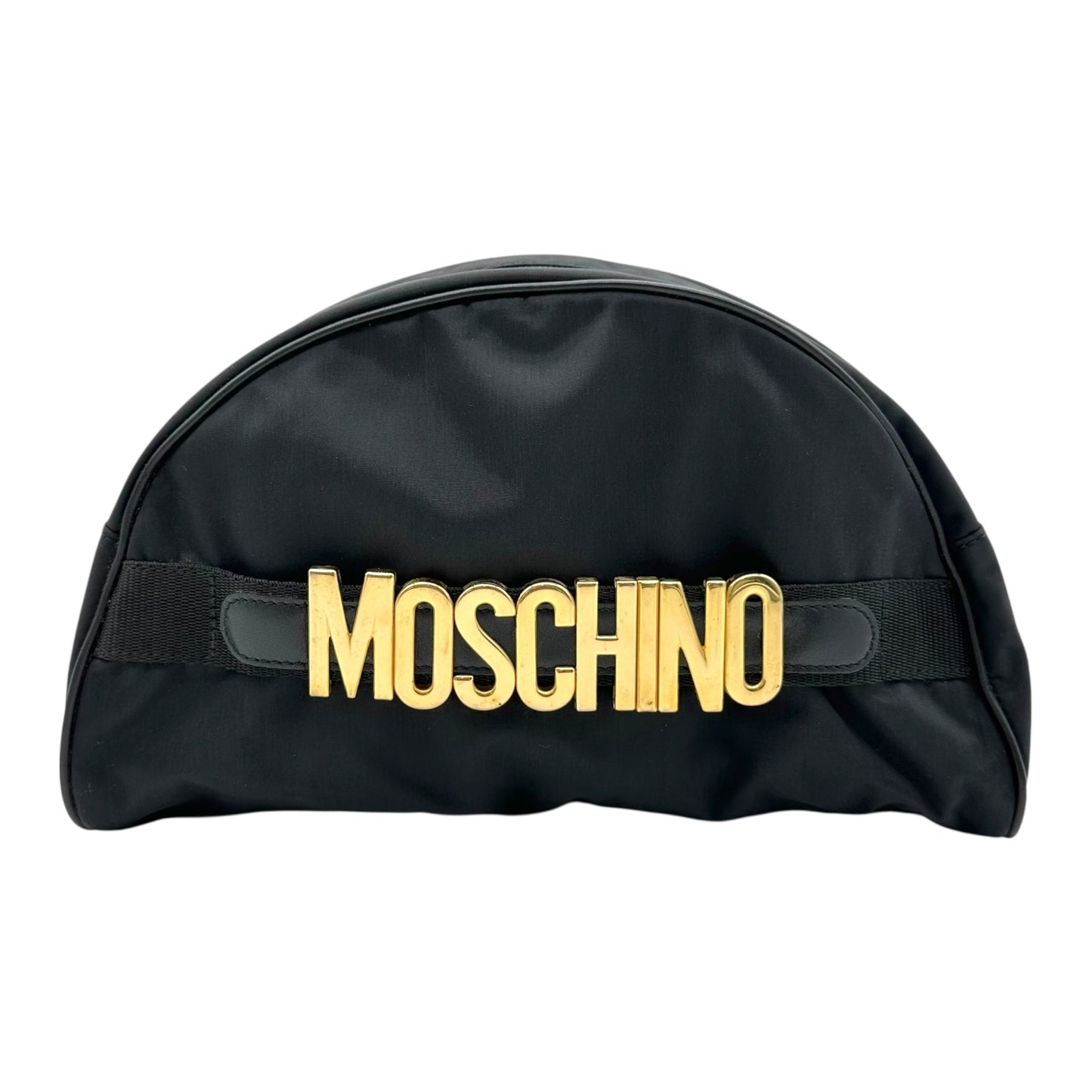 Moschino Black & Gold Logo Cosmetic Bag