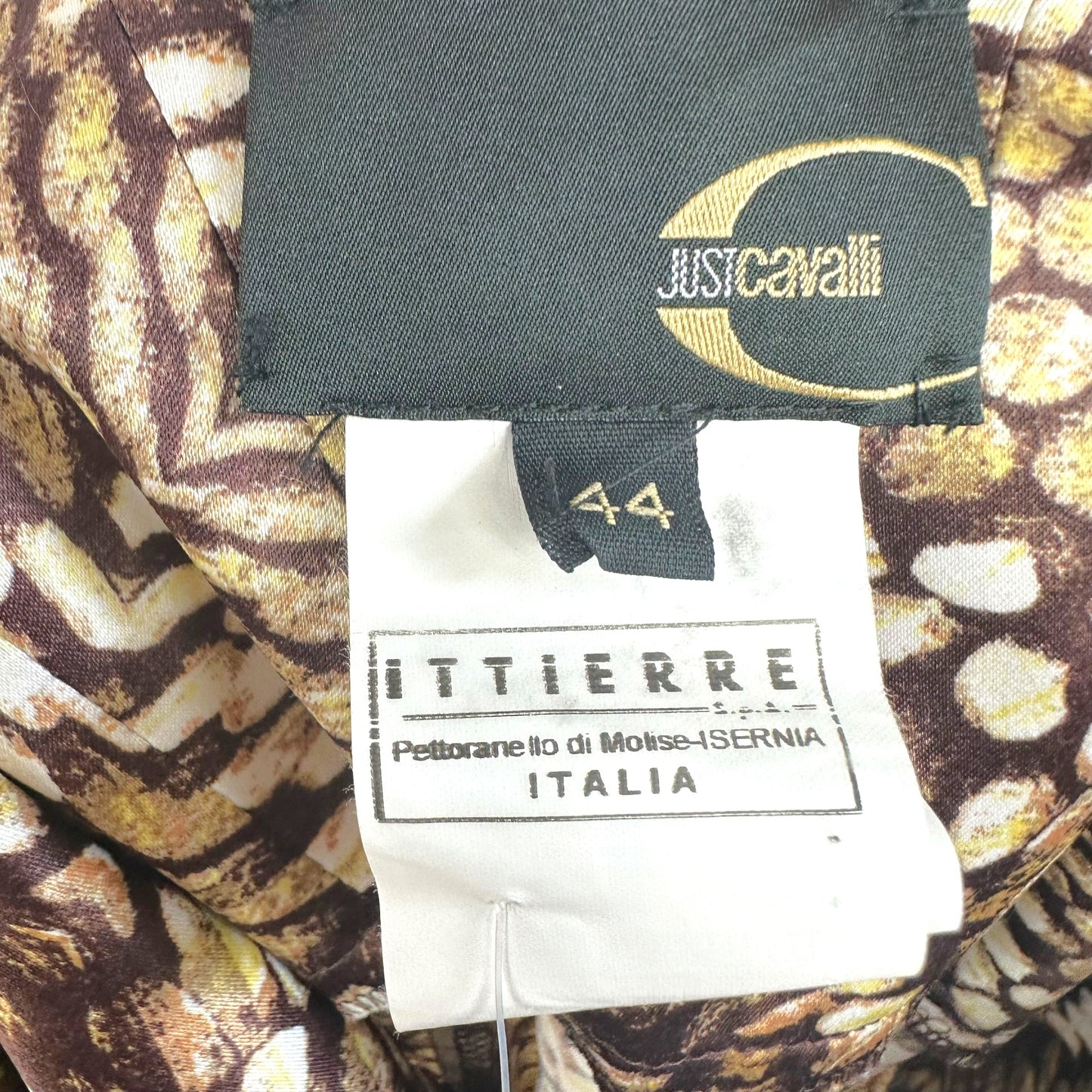 Just Cavalli Roberto Cavalli Brown Snakeskin Print Satin Halter Midi Dress
