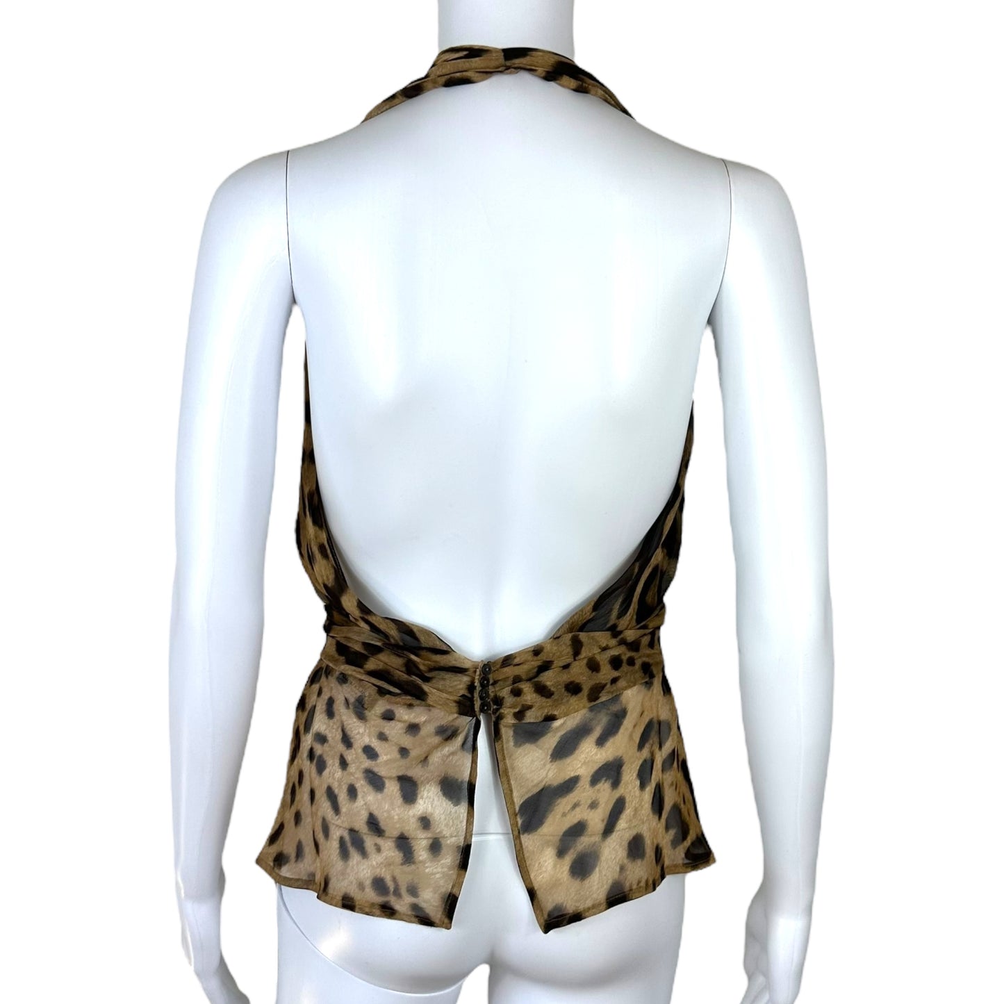 Dolce & Gabbana Leopard Print Sheer Silk Halter Top