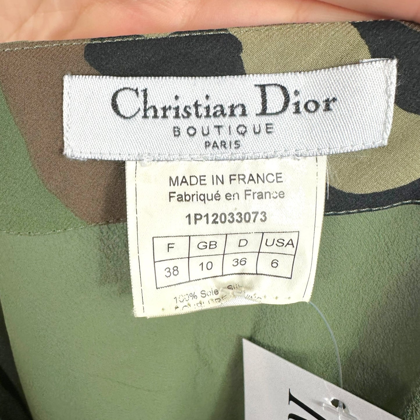 Christian Dior S/S 2001 Camo Print Silk Midi Skirt
