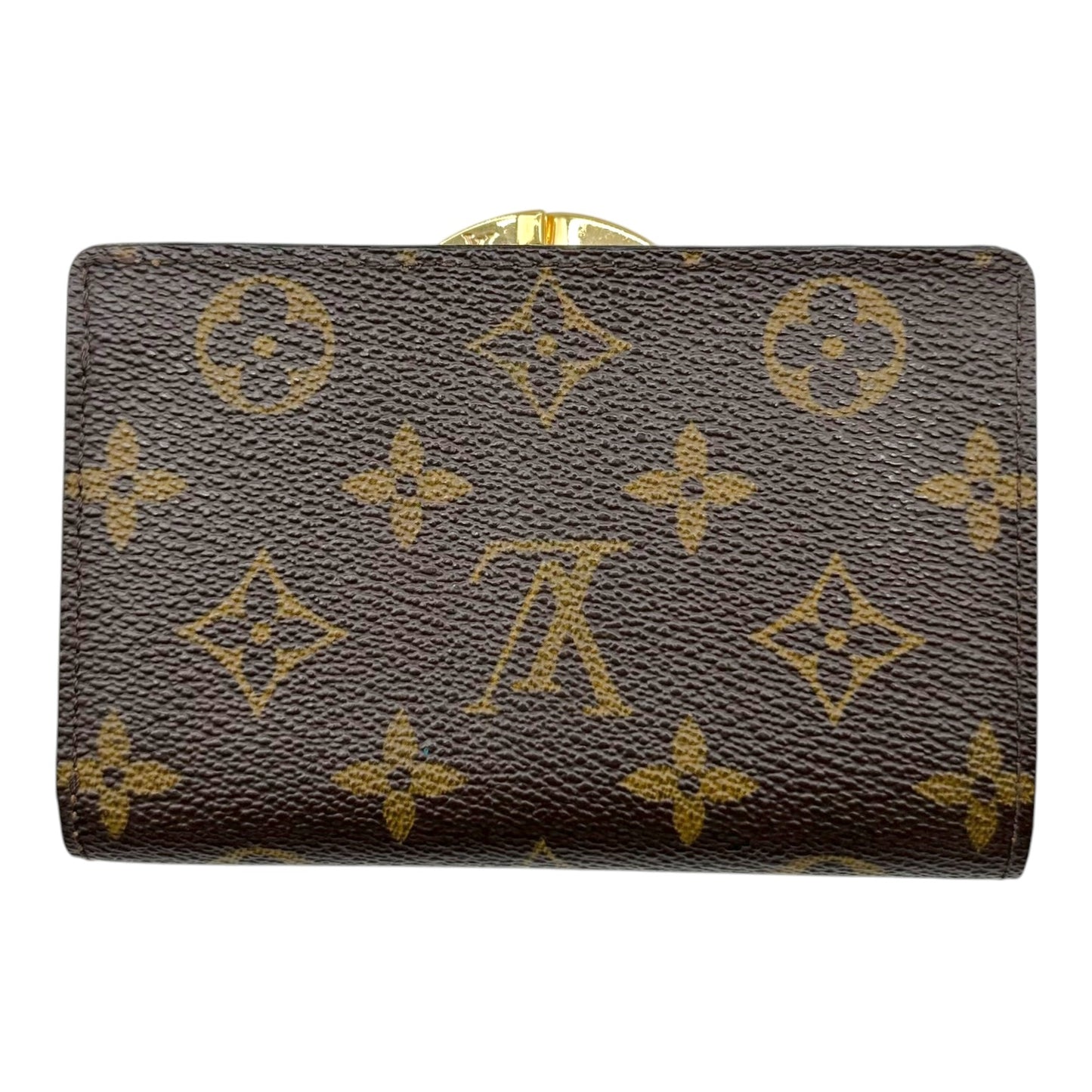 Louis Vuitton Monogram Kisslock Wallet Brown Tan