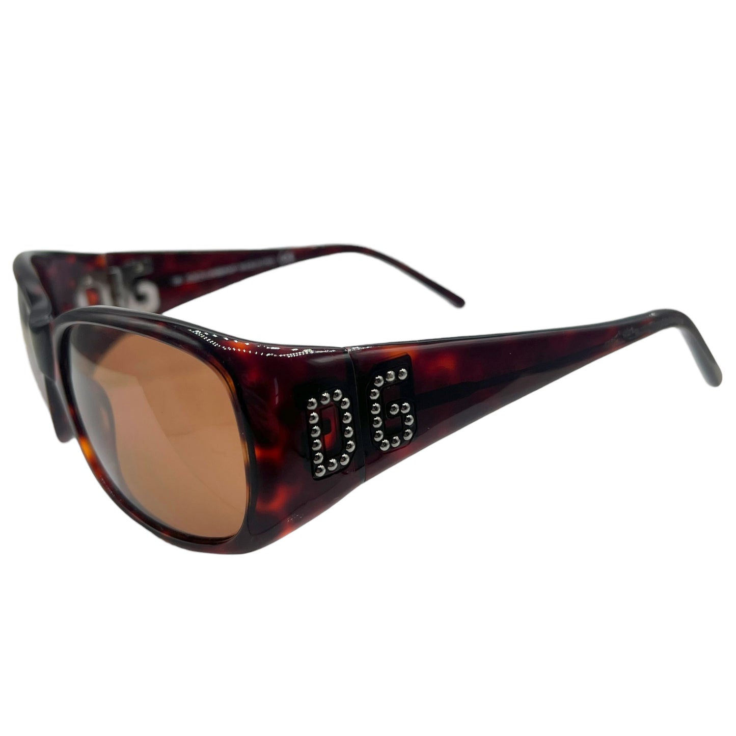 Dolce & Gabbana Tortoise Studded Logo Side Oval Sunglasses DG631S