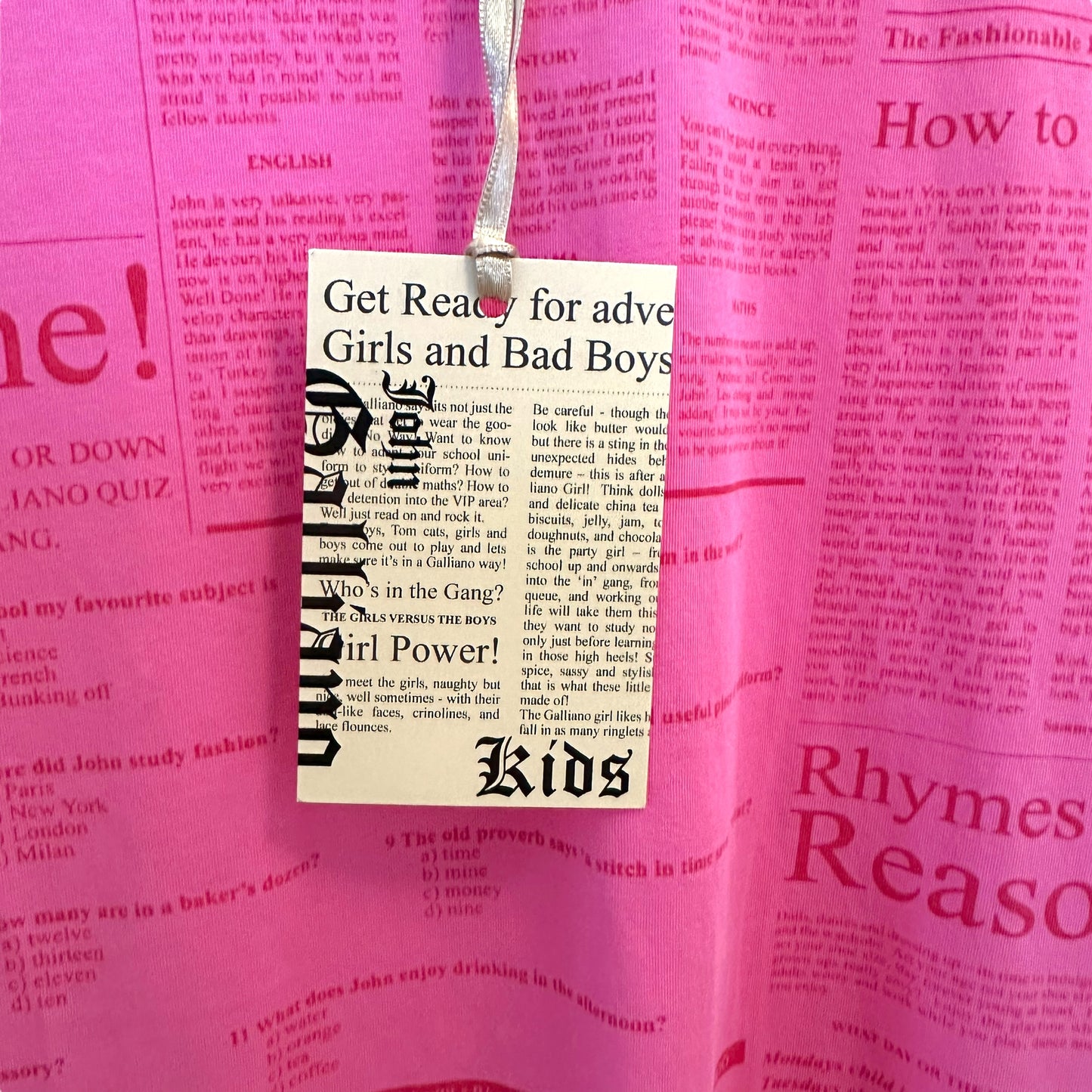 Galliano Hot Pink Gazette News Printed T-Shirt NEW - Outfit Repeater