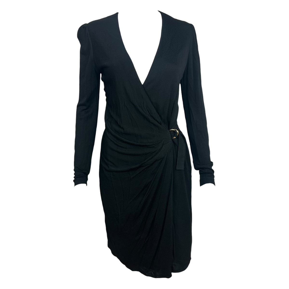 Gucci Black Leopard Print Knit Wrap Longsleeve Midi Dress
