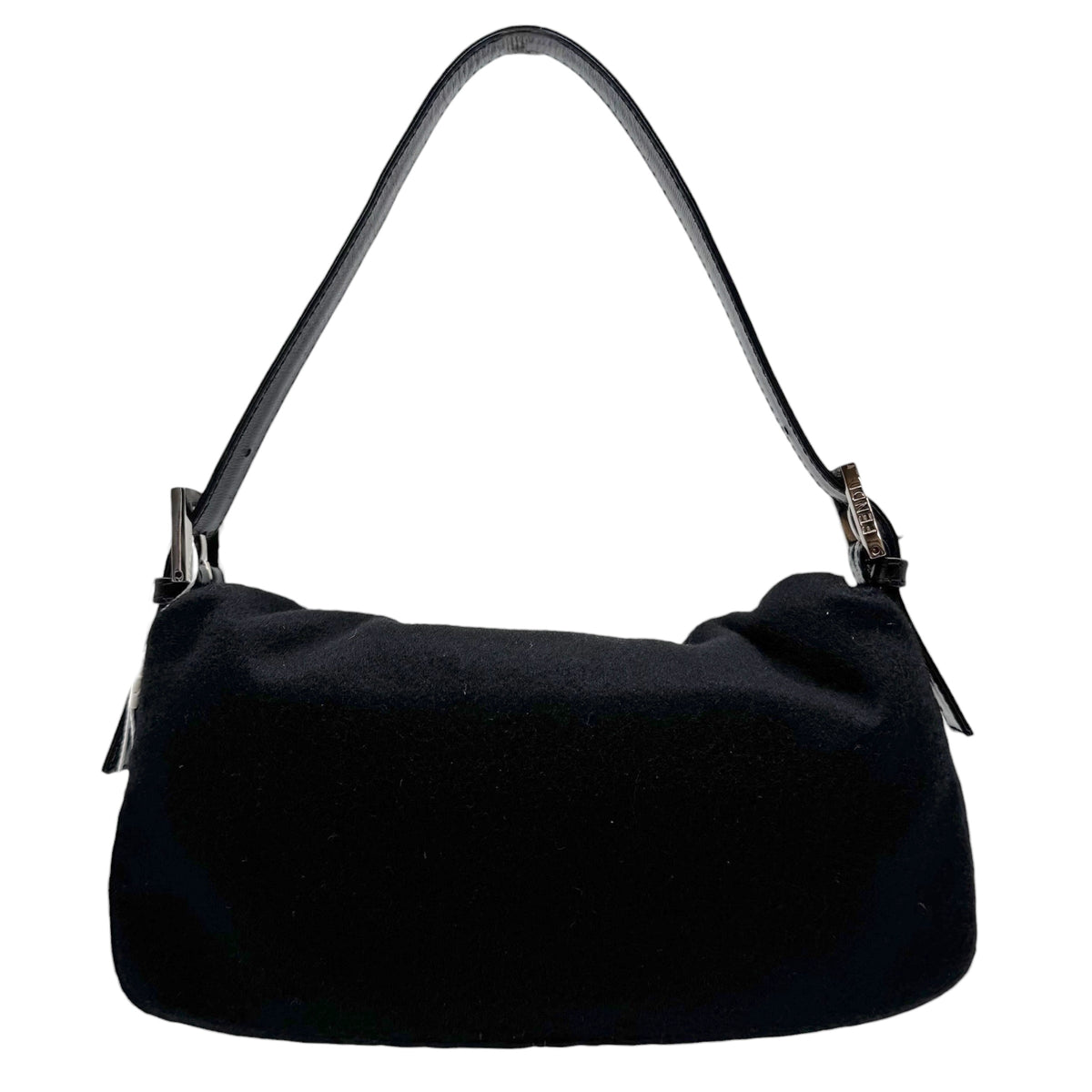 Fendi Black Cashmere Knit Baguette Bag