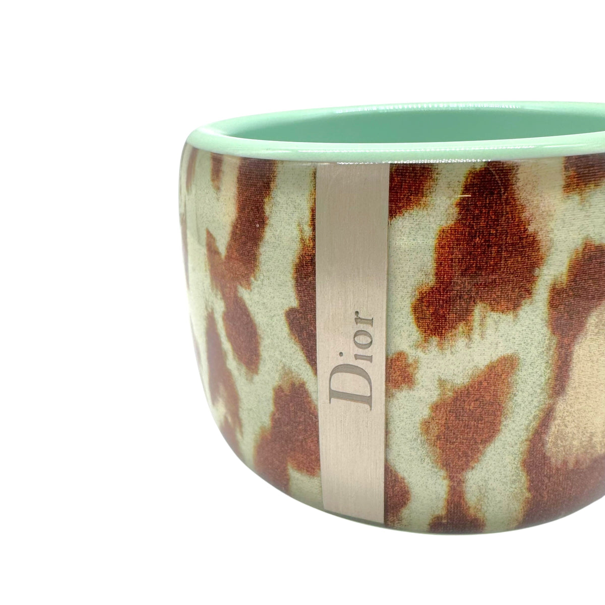 Christian Dior Chunky Bangle Bracelet Blue Silver Leopard Print