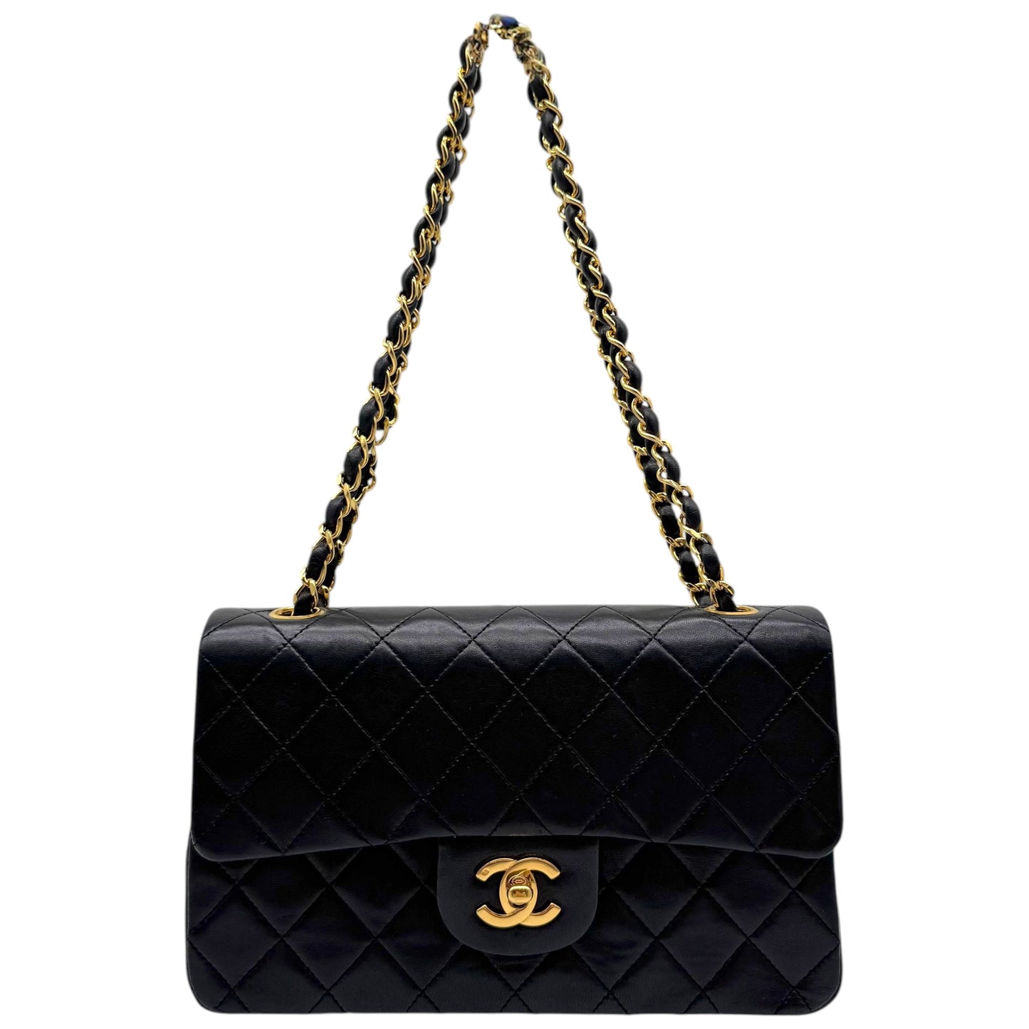 Chanel Black Lambskin Matelasse Small Classic Double Flap Bag