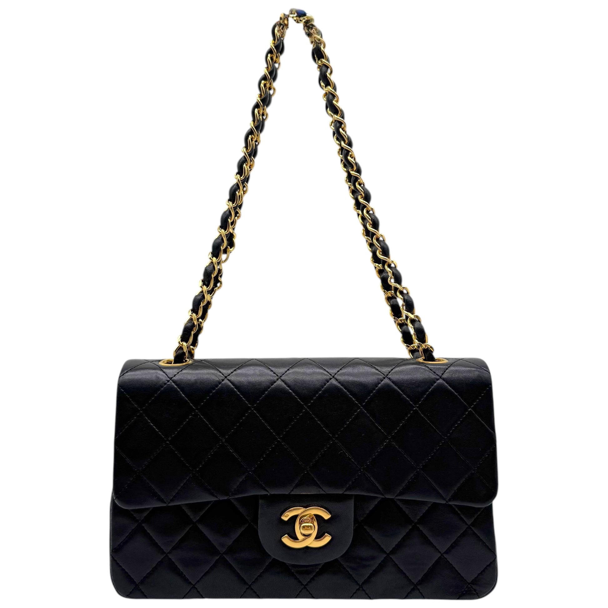 Chanel Black Lambskin Matelasse Small Classic Double Flap Bag