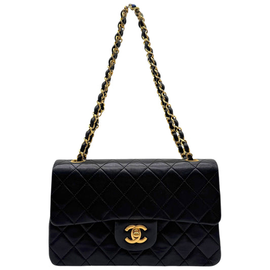 Chanel Black Lambskin Matelasse Small Classic Double Flap Bag 1986-88