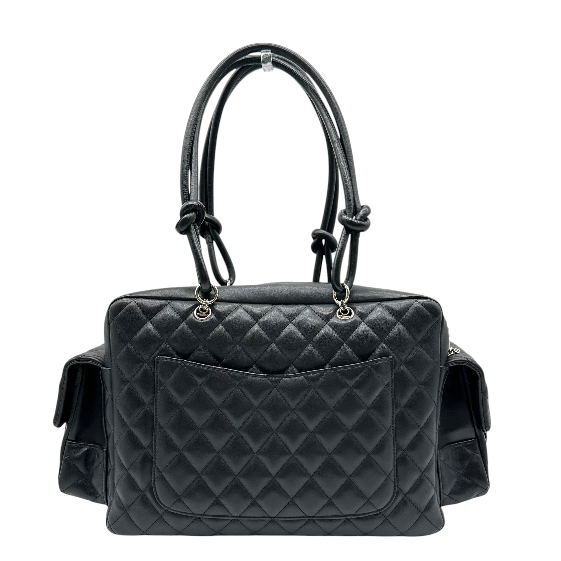 Chanel Black White Quilted Multi-Pocket Reporter Bag