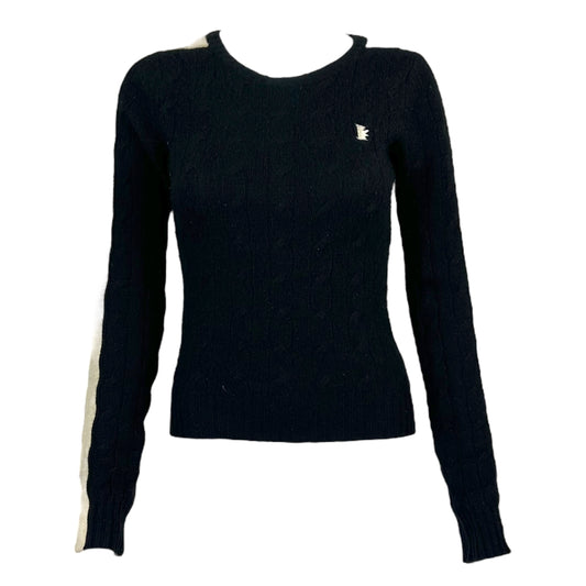 Juicy Couture Black & Ivory Cable Knit Cashmere Sweater - Outfit Repeater