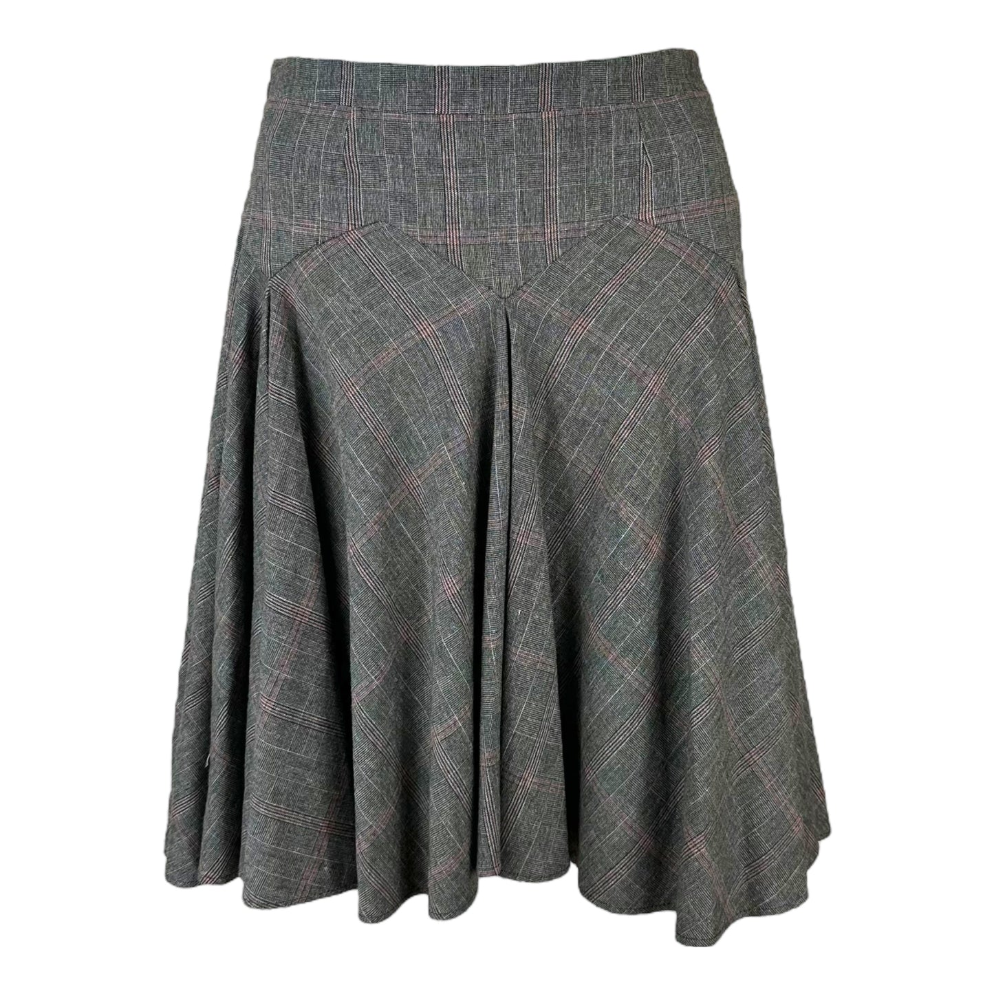 D&G Dolce & Gabbana Plaid Print Wool Midi Skirt