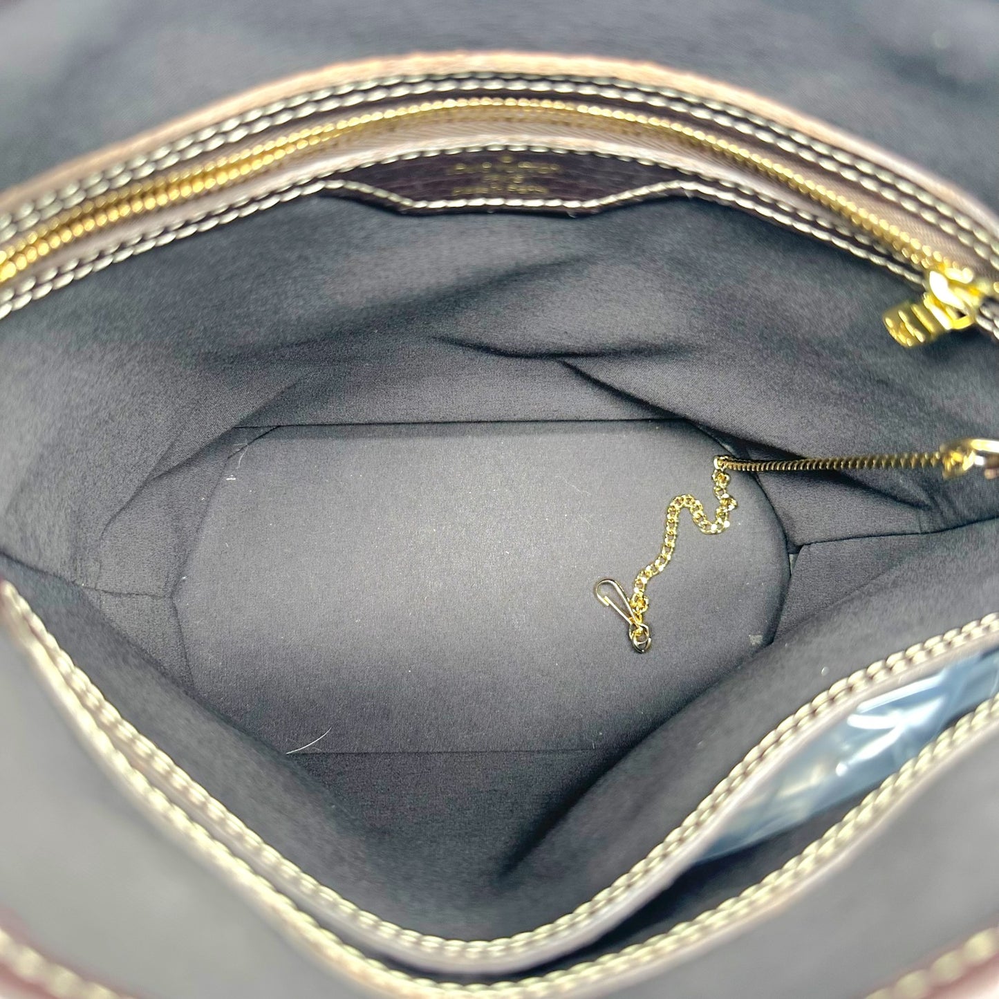Louis Vuitton Brown Lin Monogram Petit Bucket Shoulder Bag