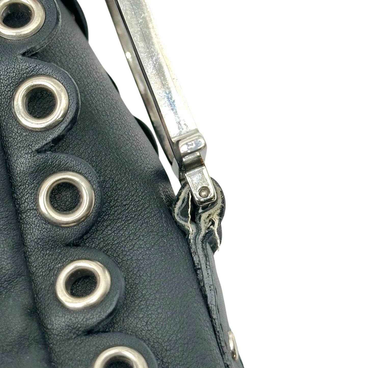 Christian Dior Black Leather Rivet Shoulder Bag