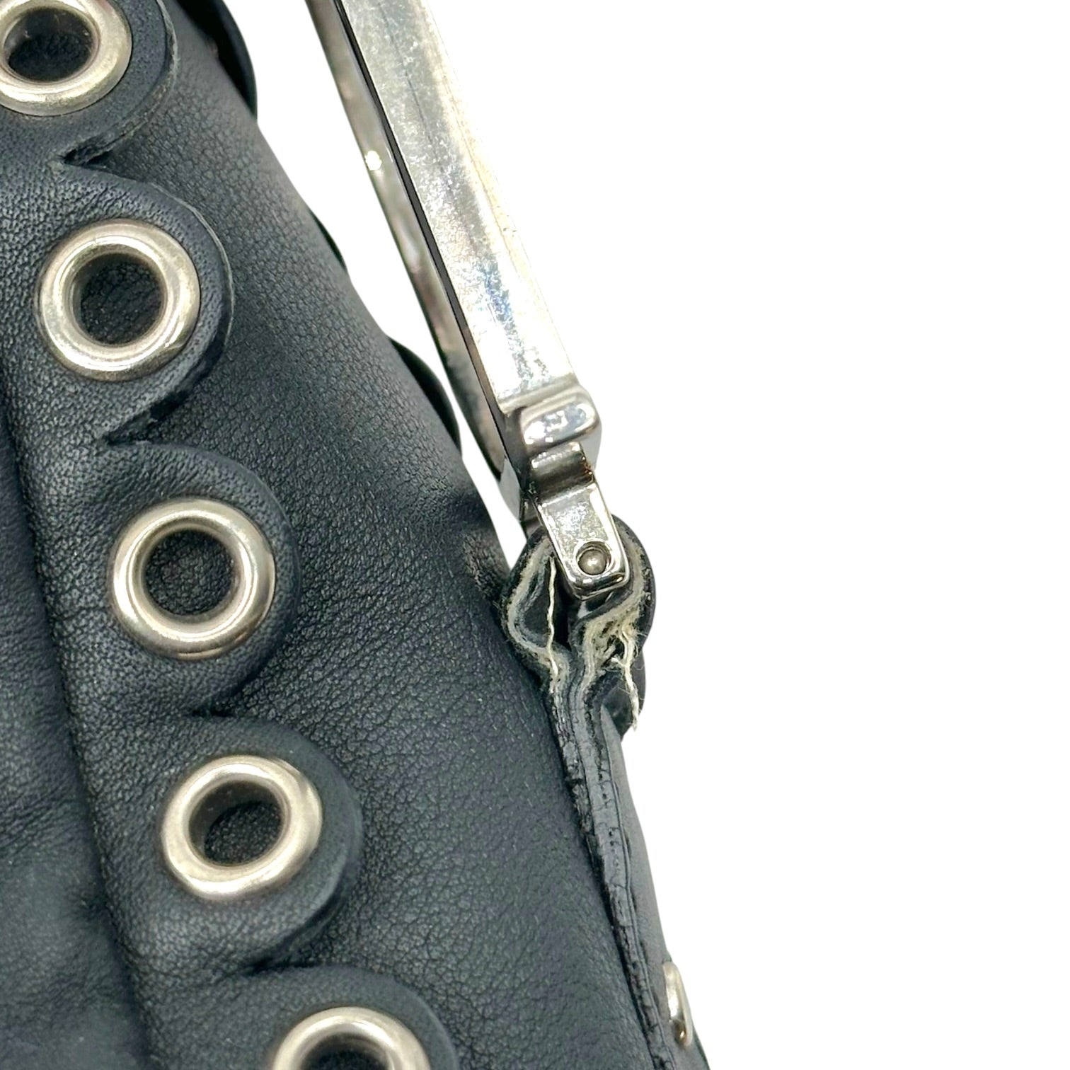 Christian Dior Black Leather Rivet Shoulder Bag