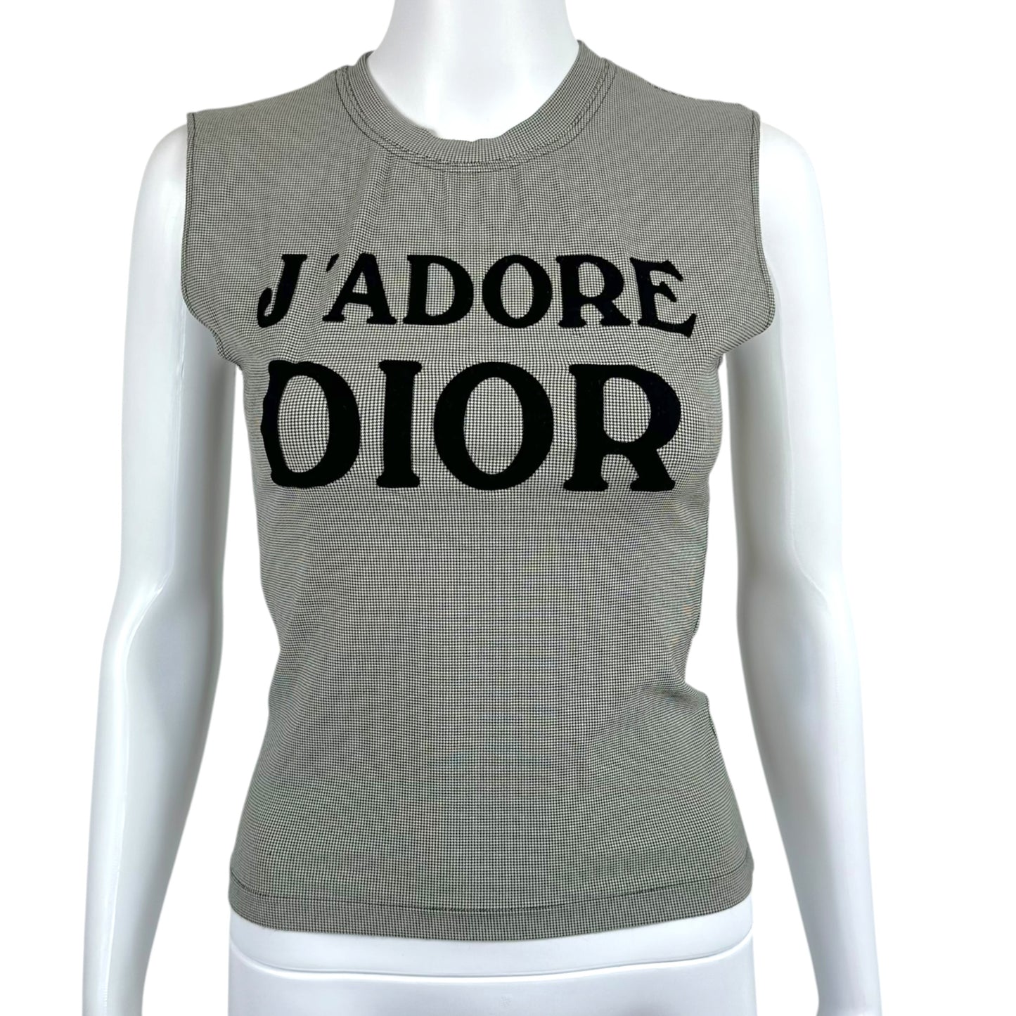 Christian Dior F/W 2002 Black & White Houndstooth J'Adore Dior Tank Top