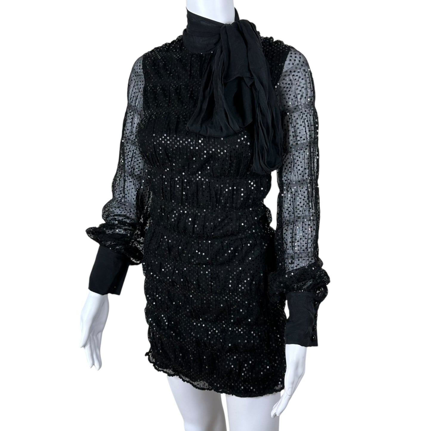 D&G Dolce & Gabbana Black Sequin Embellished Tulle Mini Dress - Outfit Repeater