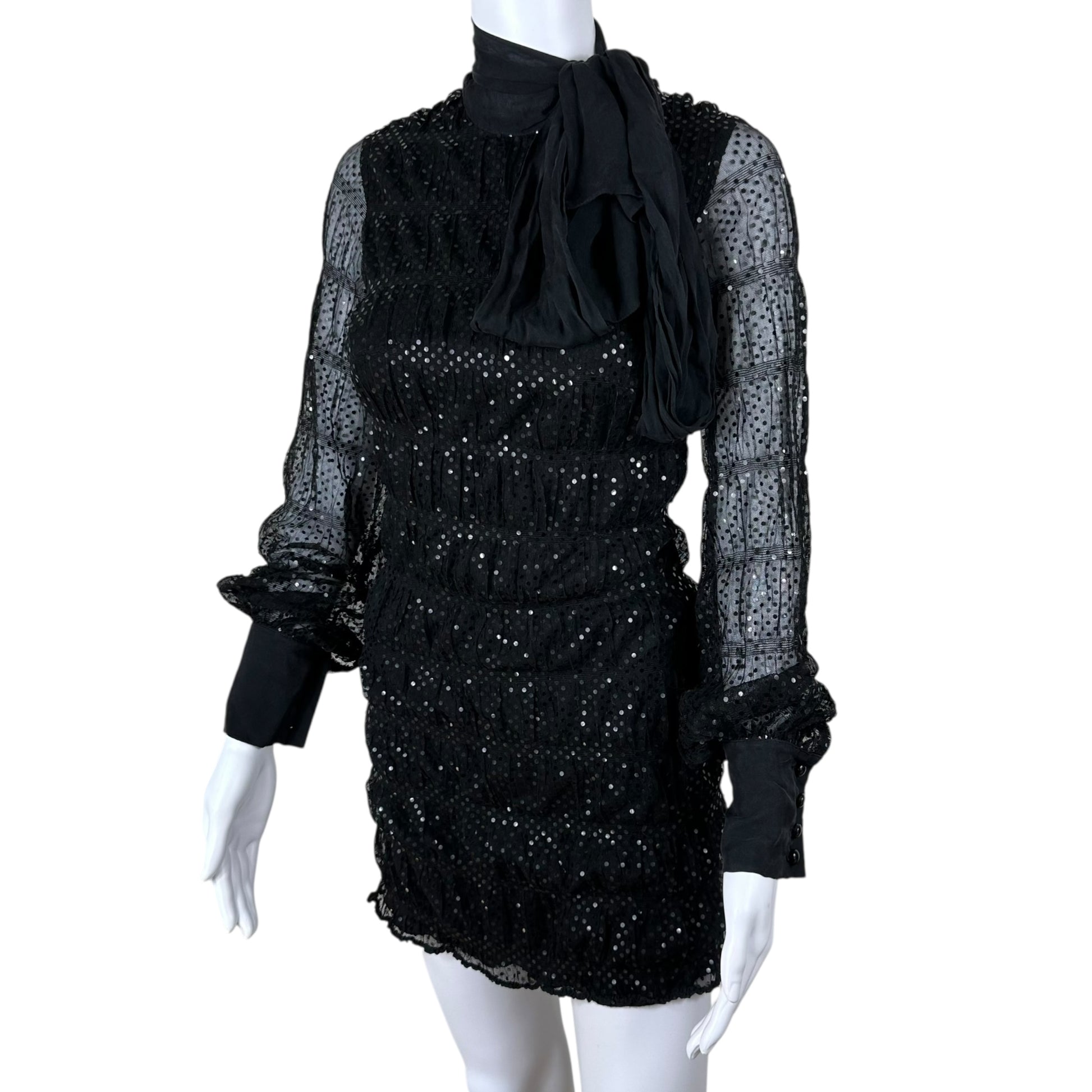 D&G Dolce & Gabbana Black Sequin Embellished Tulle Mini Dress - Outfit Repeater