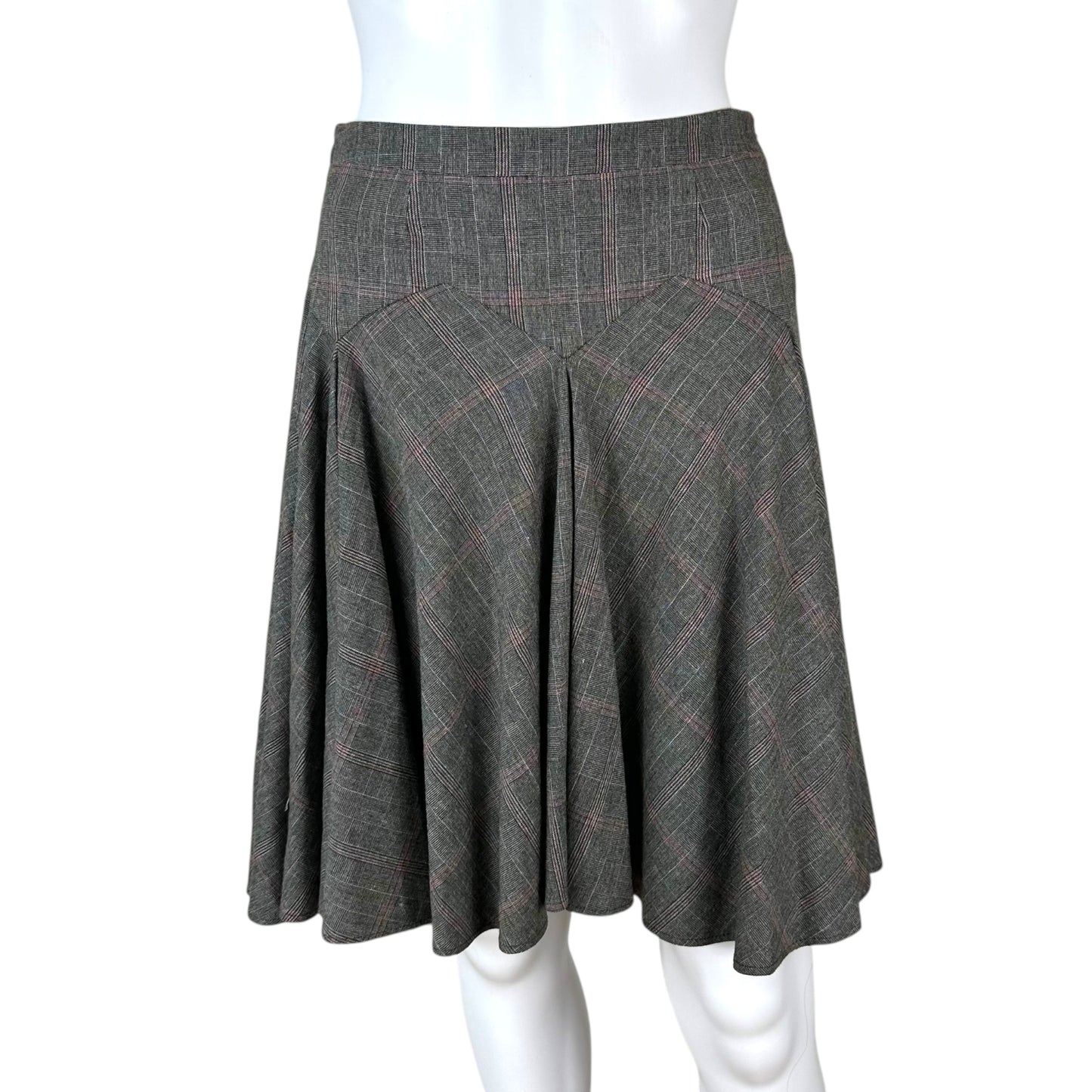 D&G Dolce & Gabbana Plaid Print Wool Midi Skirt