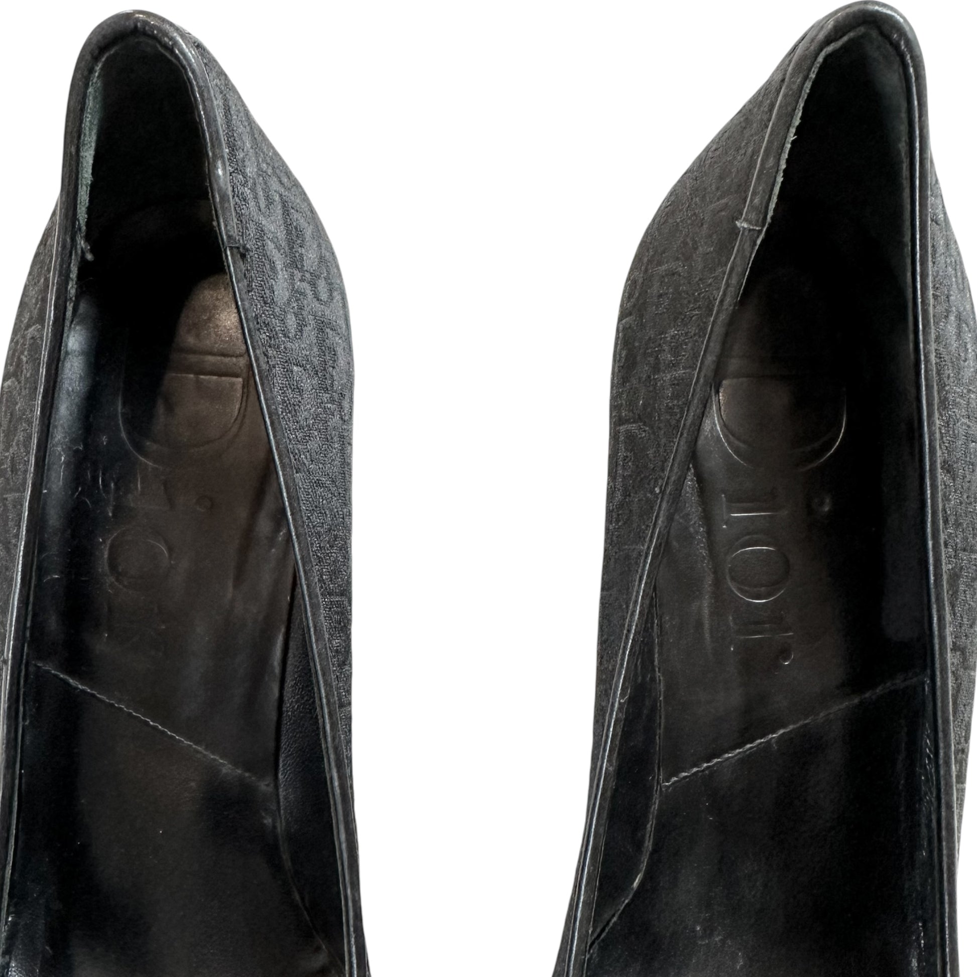 Christian Dior Black Monogram Heels Pointed Toe Stiletto