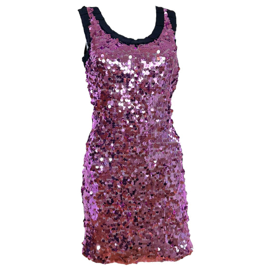 D&G Dolce & Gabbana Purple Sequin Mini Tank Dress