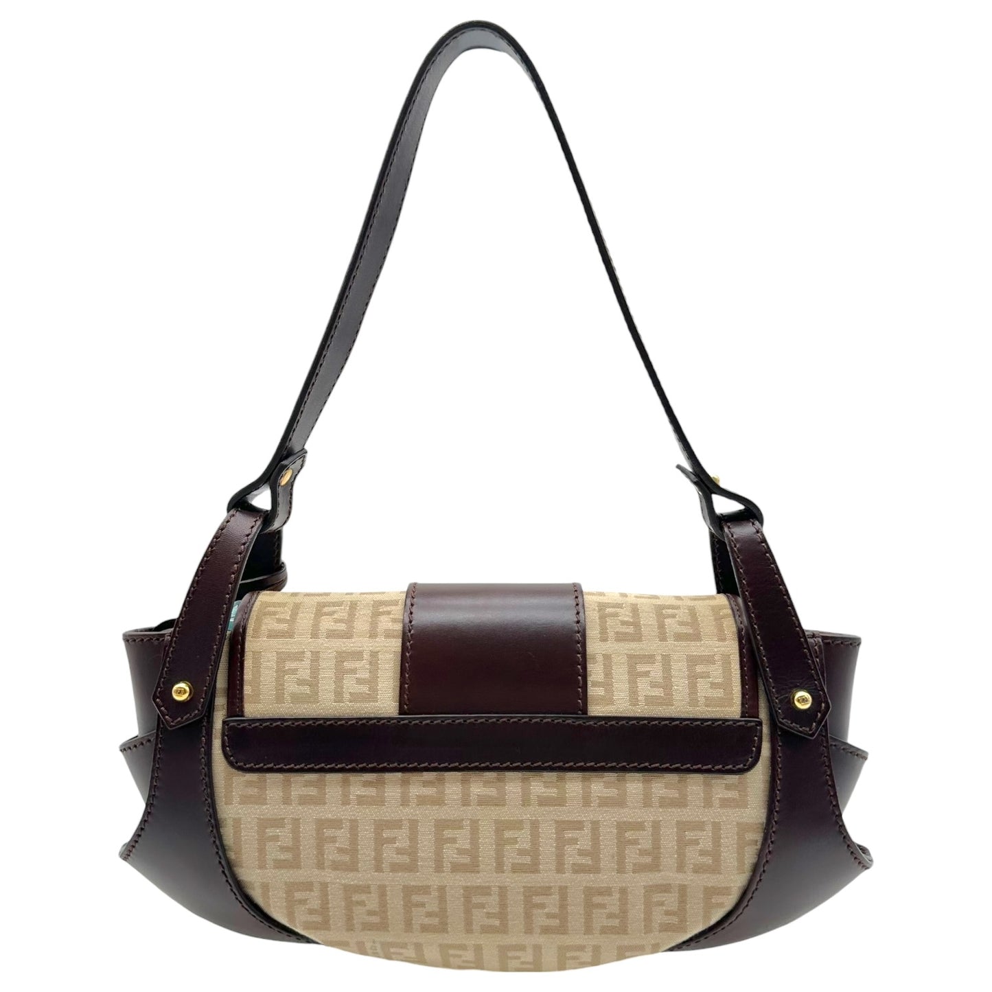 Fendi Brown & Beige Zucchino Monogram Compilation Shoulder Bag
